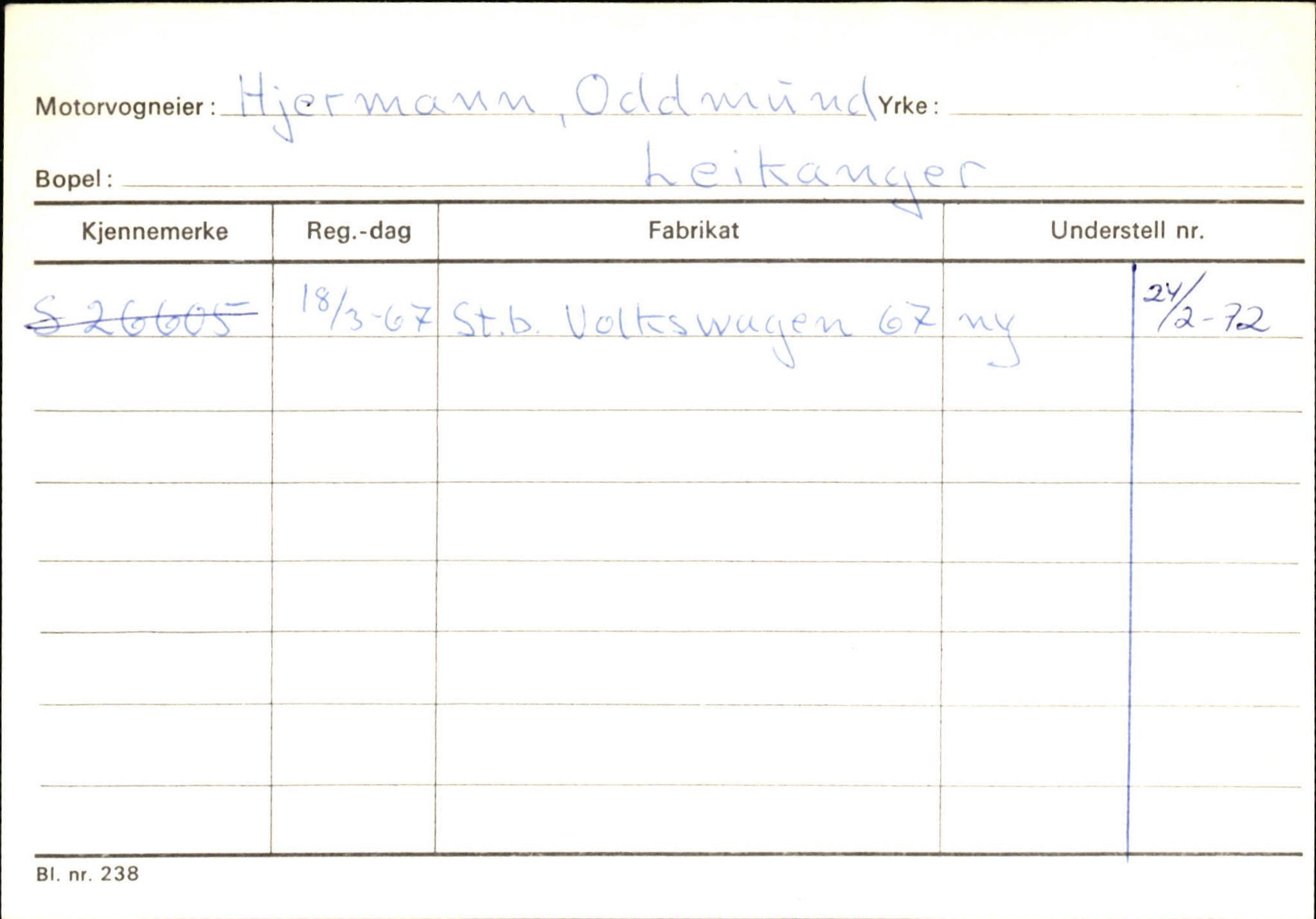 Statens vegvesen, Sogn og Fjordane vegkontor, SAB/A-5301/4/F/L0126: Eigarregister Fjaler M-Å. Leikanger A-Å, 1945-1975, p. 1432