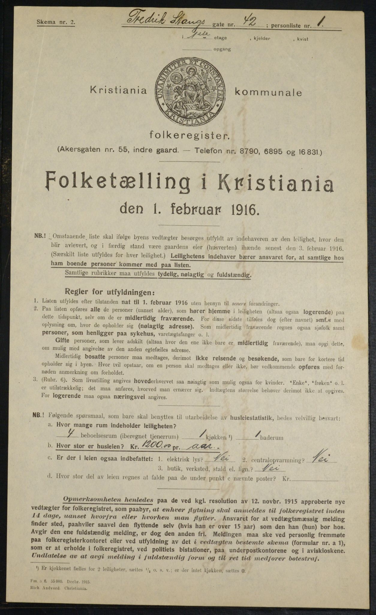 OBA, Municipal Census 1916 for Kristiania, 1916, p. 27143