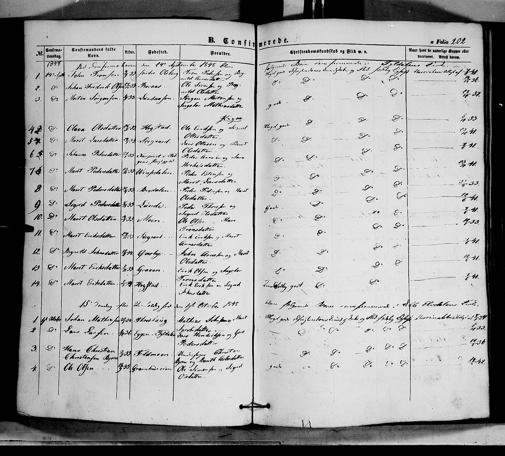 Tynset prestekontor, SAH/PREST-058/H/Ha/Haa/L0020: Parish register (official) no. 20, 1848-1862, p. 202