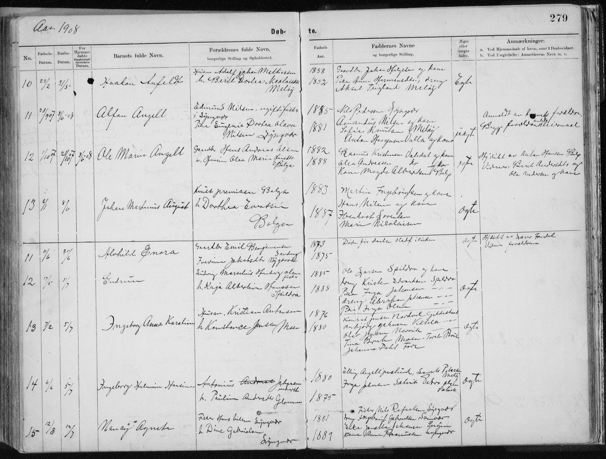 Ministerialprotokoller, klokkerbøker og fødselsregistre - Nordland, AV/SAT-A-1459/843/L0636: Parish register (copy) no. 843C05, 1884-1909, p. 279