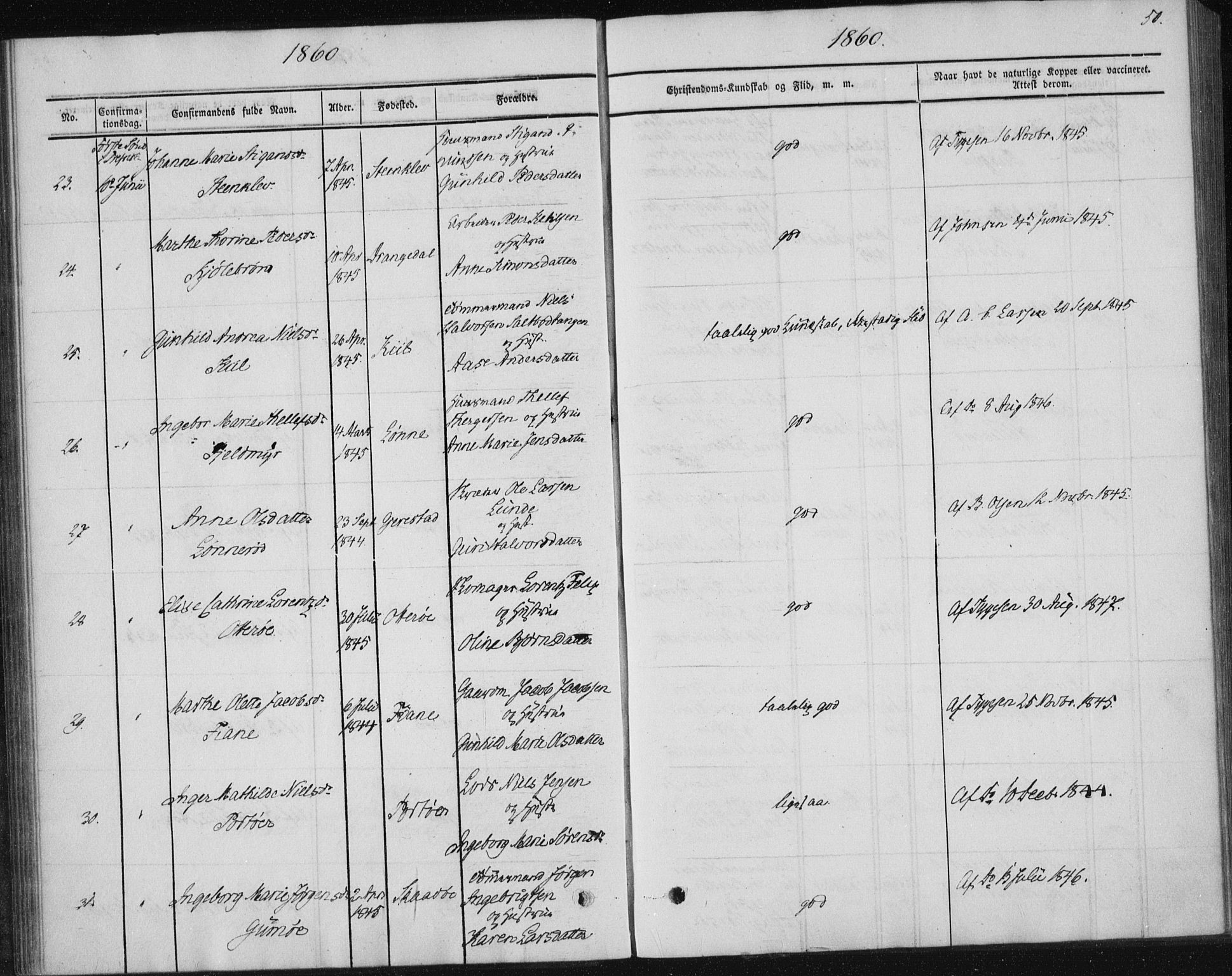 Sannidal kirkebøker, AV/SAKO-A-296/F/Fa/L0009: Parish register (official) no. 9, 1855-1873, p. 50