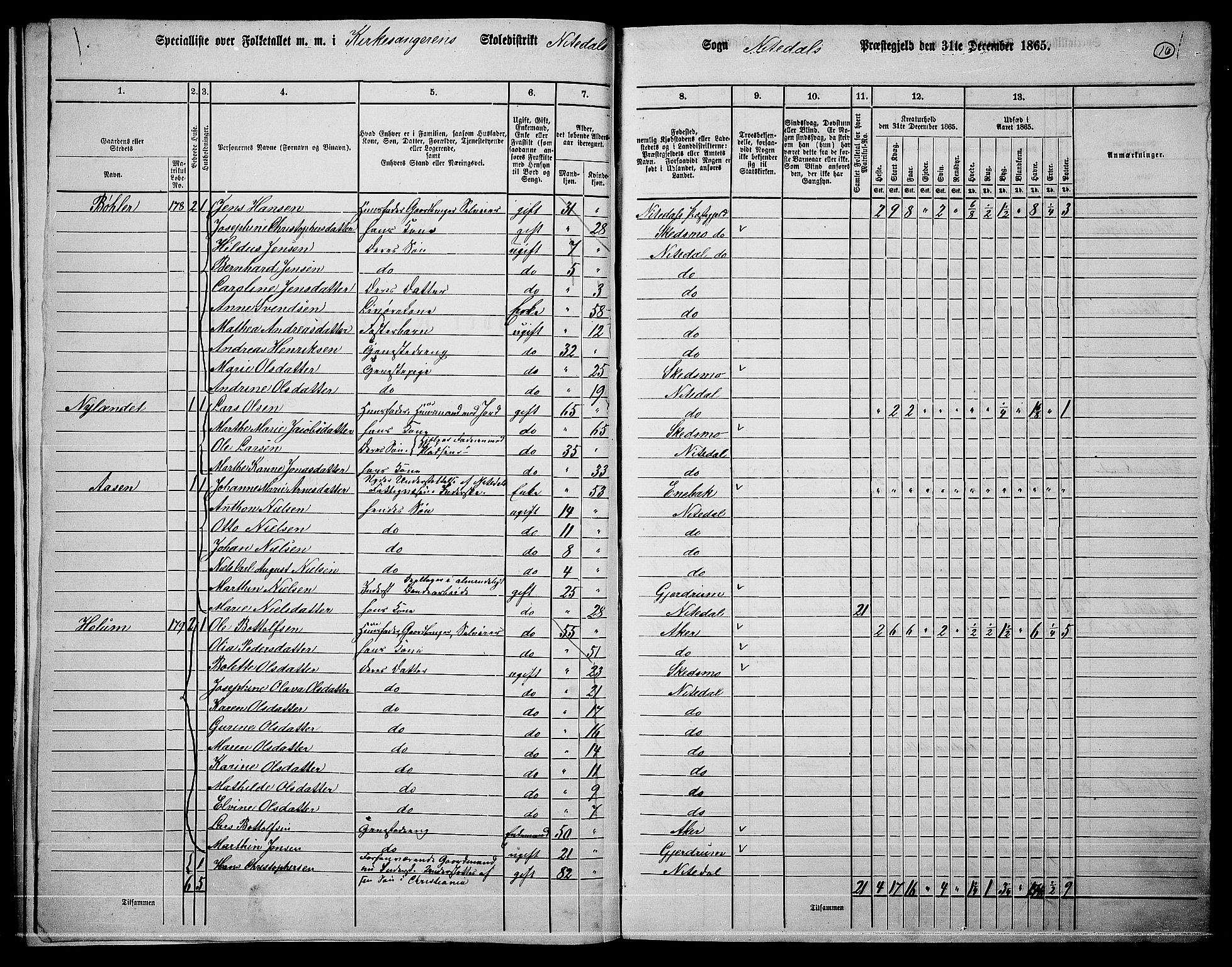 RA, 1865 census for Nittedal, 1865, p. 17