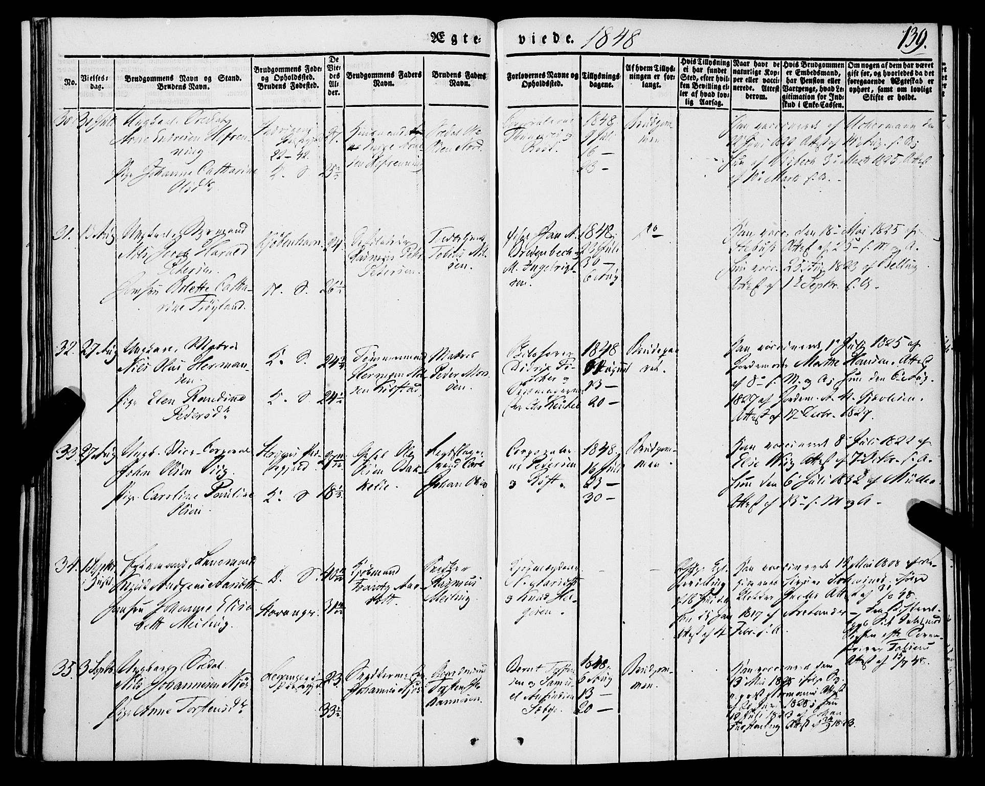 Korskirken sokneprestembete, AV/SAB-A-76101/H/Haa/L0034: Parish register (official) no. D 1, 1832-1852, p. 139