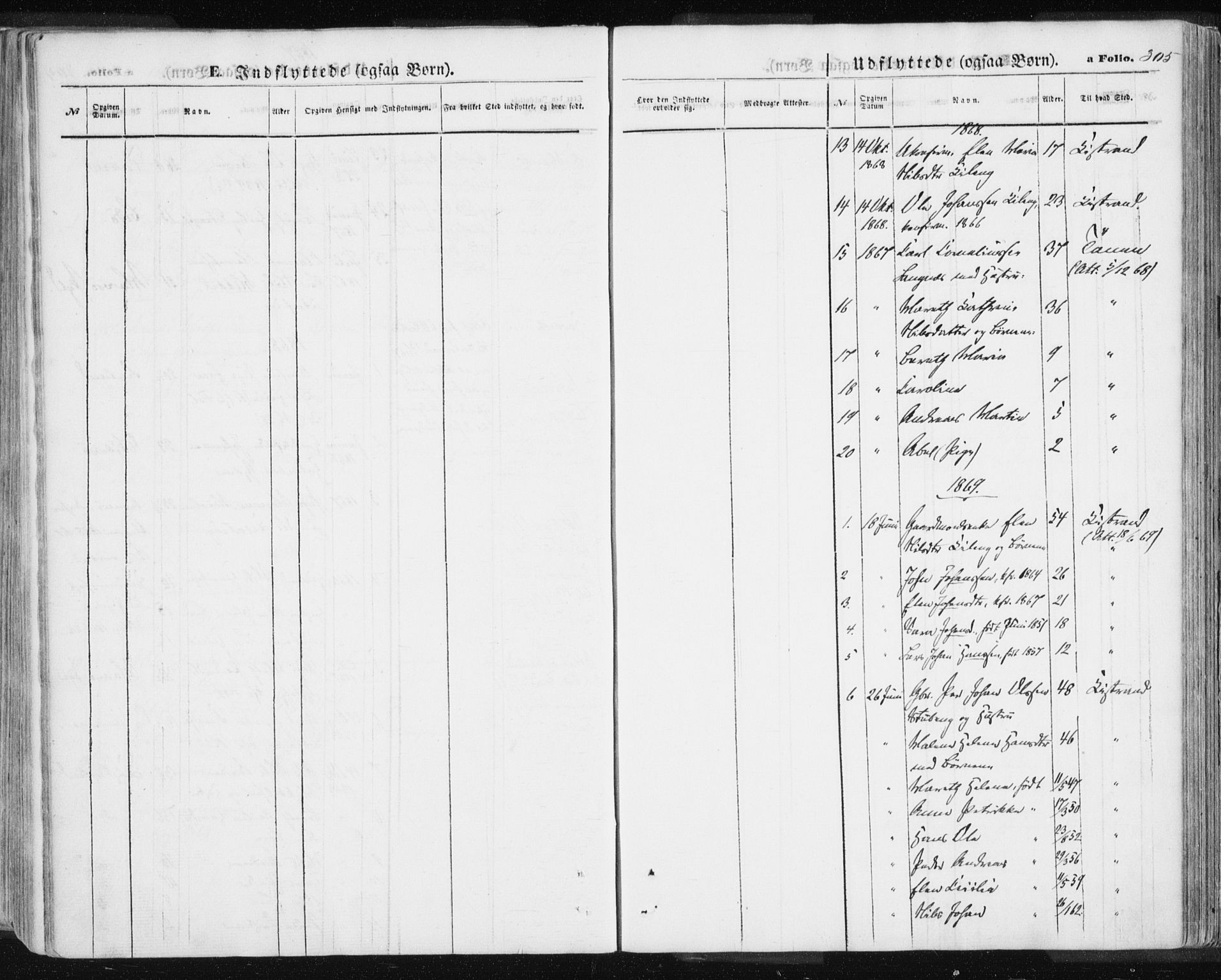 Lyngen sokneprestembete, AV/SATØ-S-1289/H/He/Hea/L0005kirke: Parish register (official) no. 5, 1859-1869, p. 305