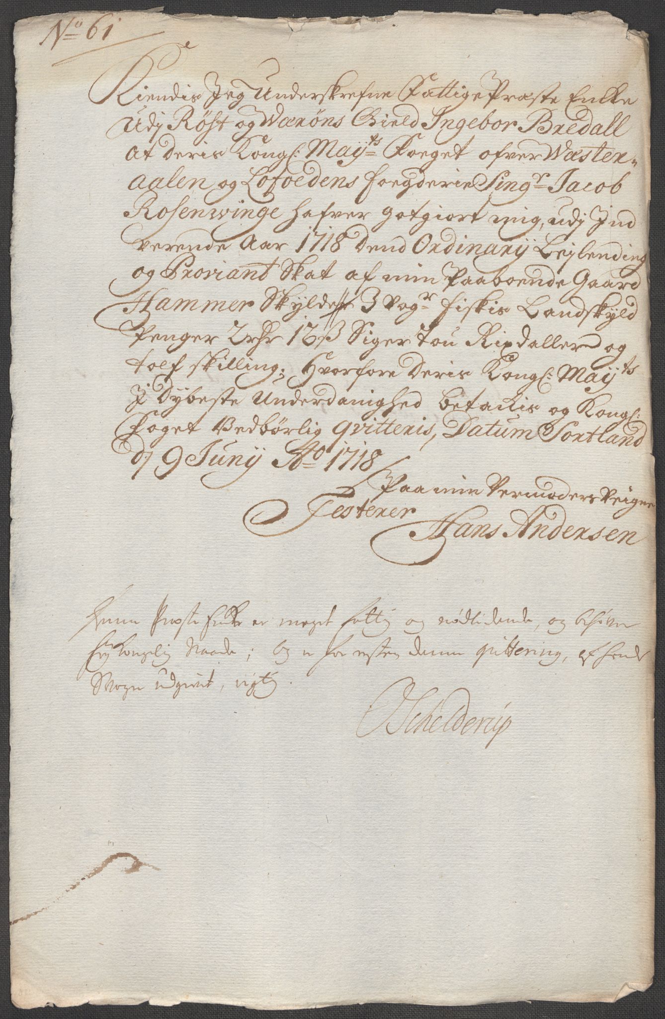 Rentekammeret inntil 1814, Reviderte regnskaper, Fogderegnskap, AV/RA-EA-4092/R67/L4684: Fogderegnskap Vesterålen, Andenes og Lofoten, 1718, p. 347