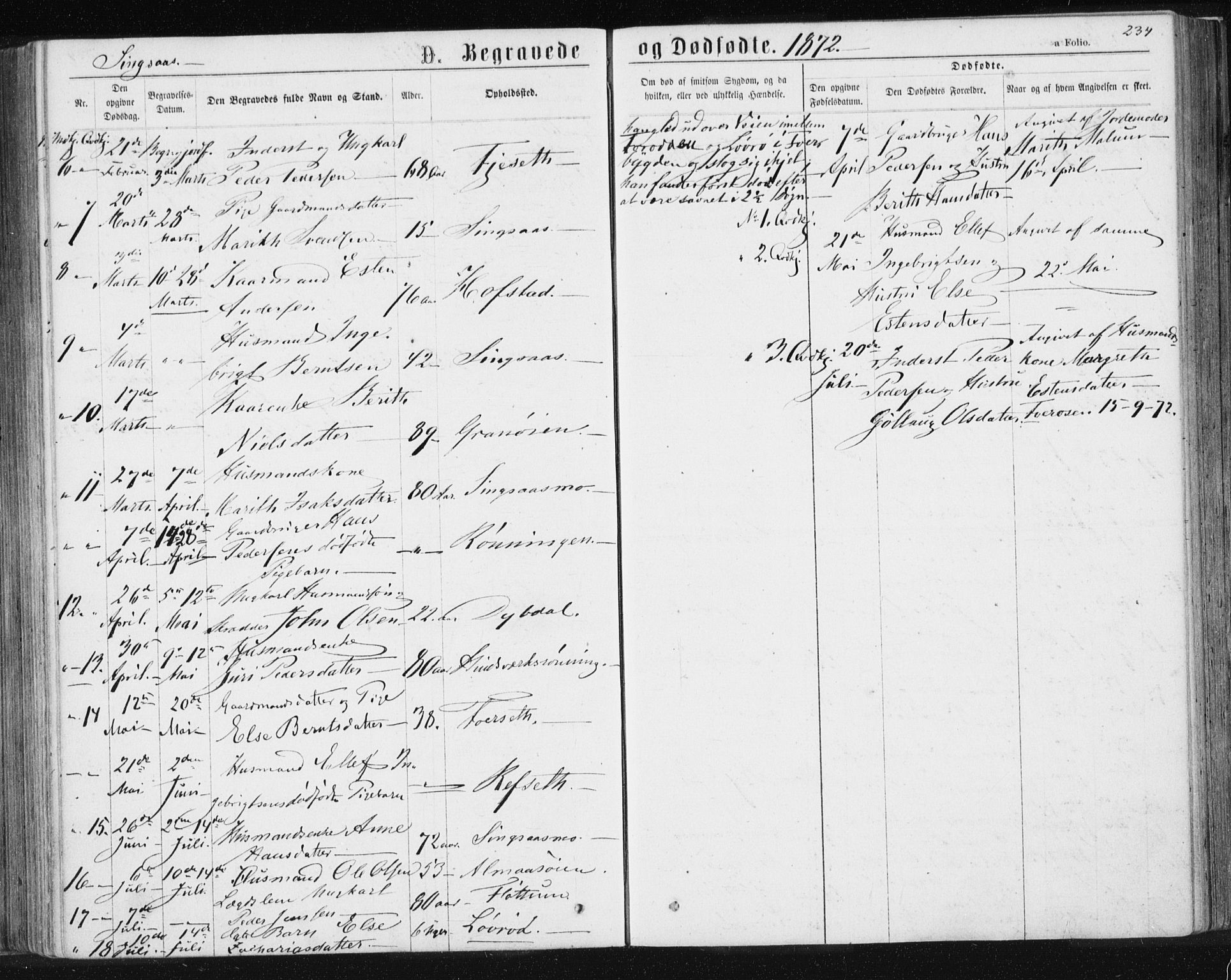 Ministerialprotokoller, klokkerbøker og fødselsregistre - Sør-Trøndelag, SAT/A-1456/685/L0970: Parish register (official) no. 685A08 /2, 1870-1878, p. 234