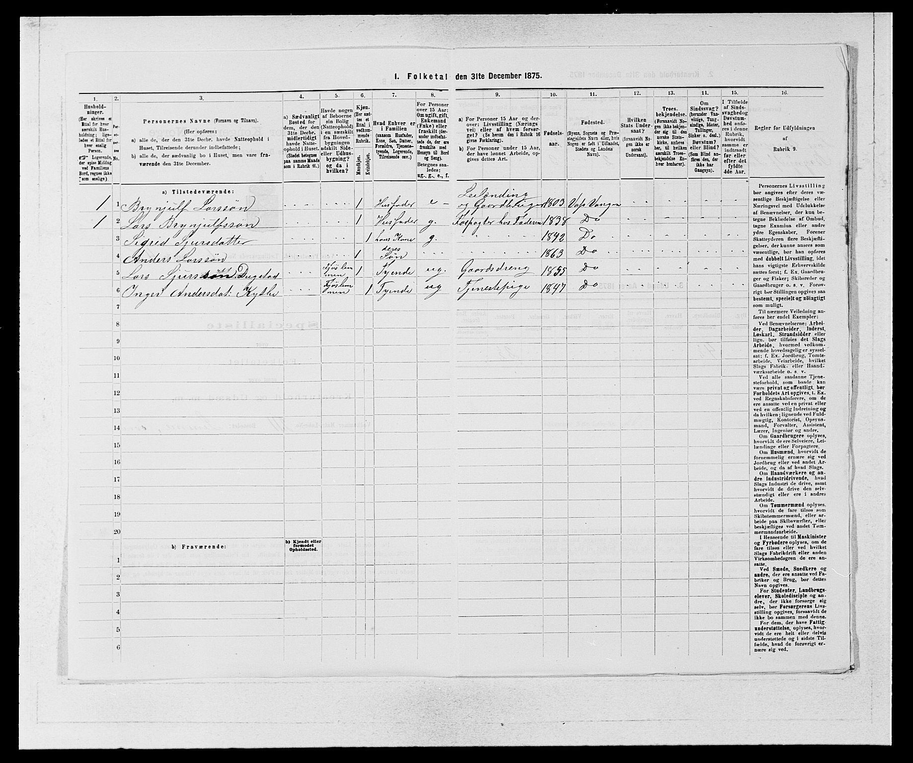 SAB, 1875 census for 1235P Voss, 1875, p. 796