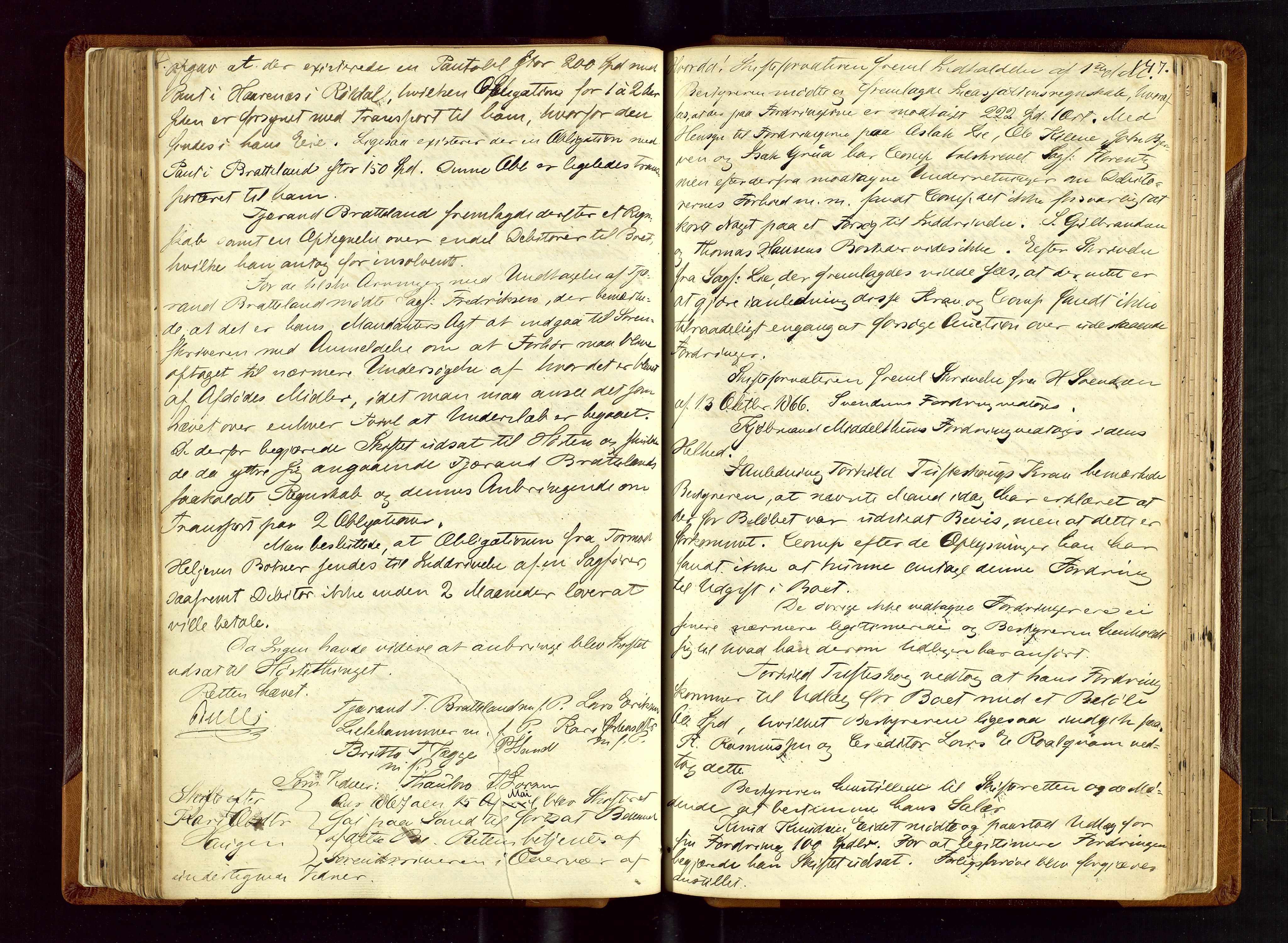 Ryfylke tingrett, AV/SAST-A-100055/001/IV/IVF/L0002: Skifteforhandlingsprotokoll A 2, 1861-1874, p. 147