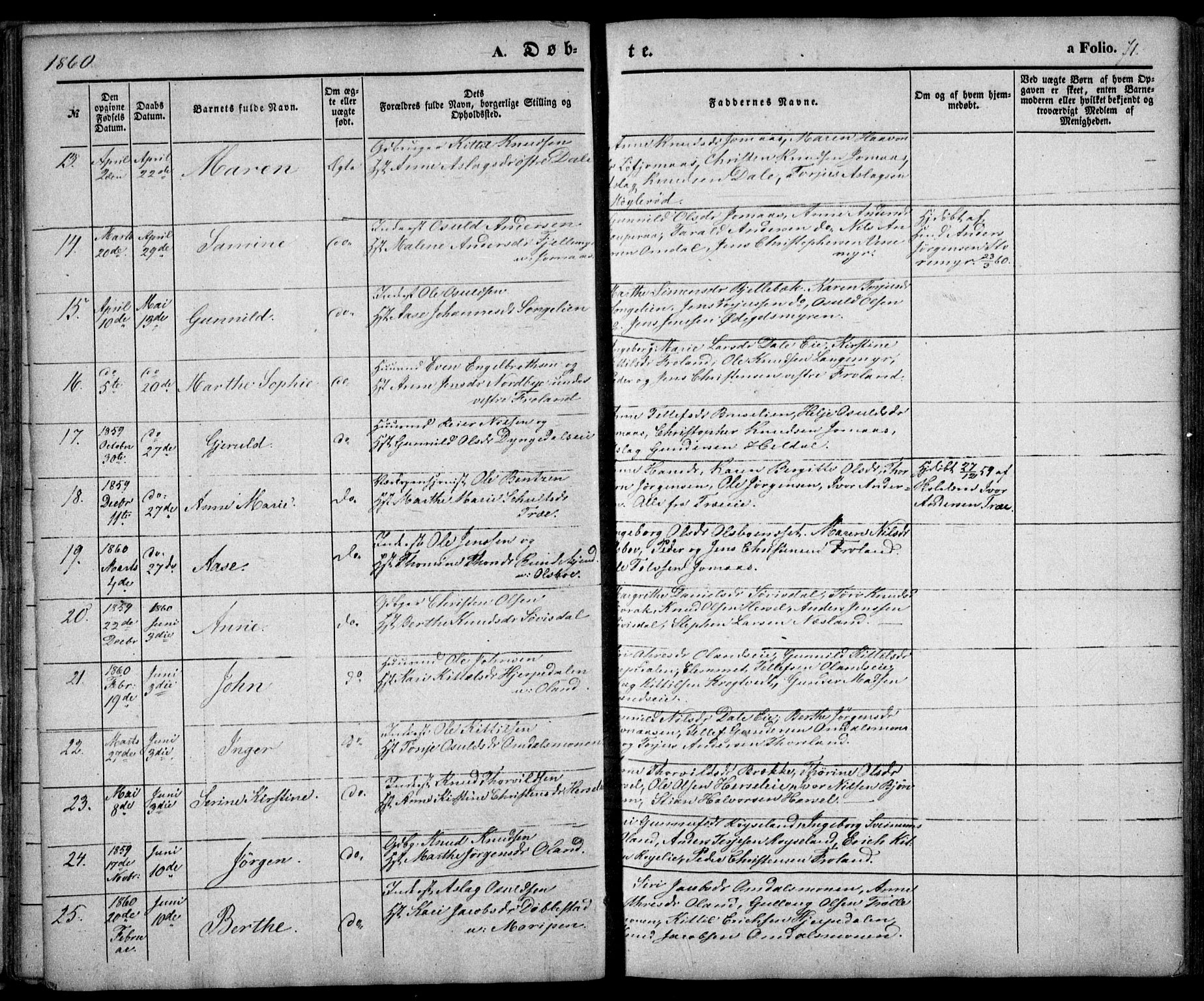 Froland sokneprestkontor, AV/SAK-1111-0013/F/Fa/L0002: Parish register (official) no. A 2, 1845-1863, p. 71