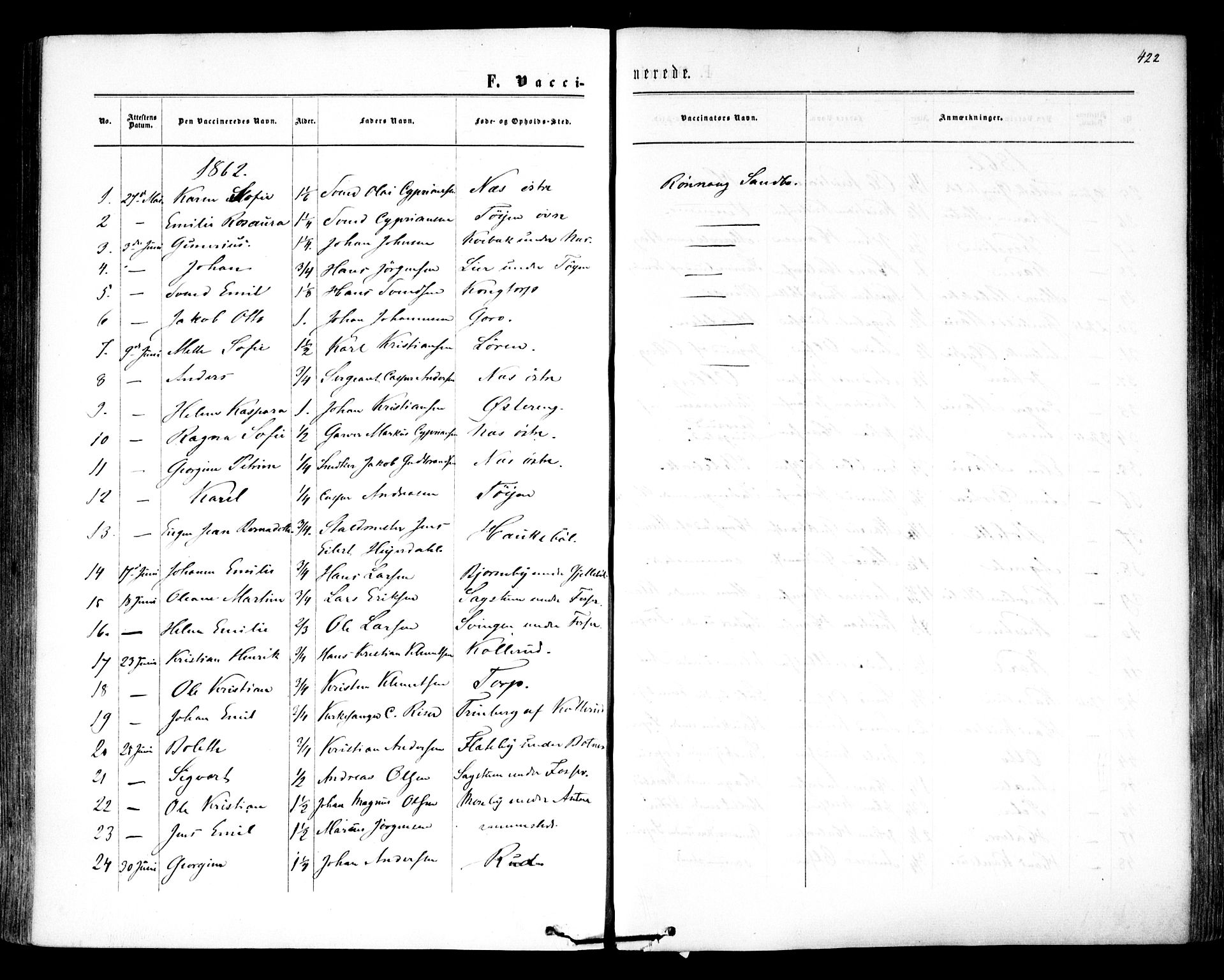 Høland prestekontor Kirkebøker, SAO/A-10346a/F/Fa/L0011: Parish register (official) no. I 11, 1862-1869, p. 422