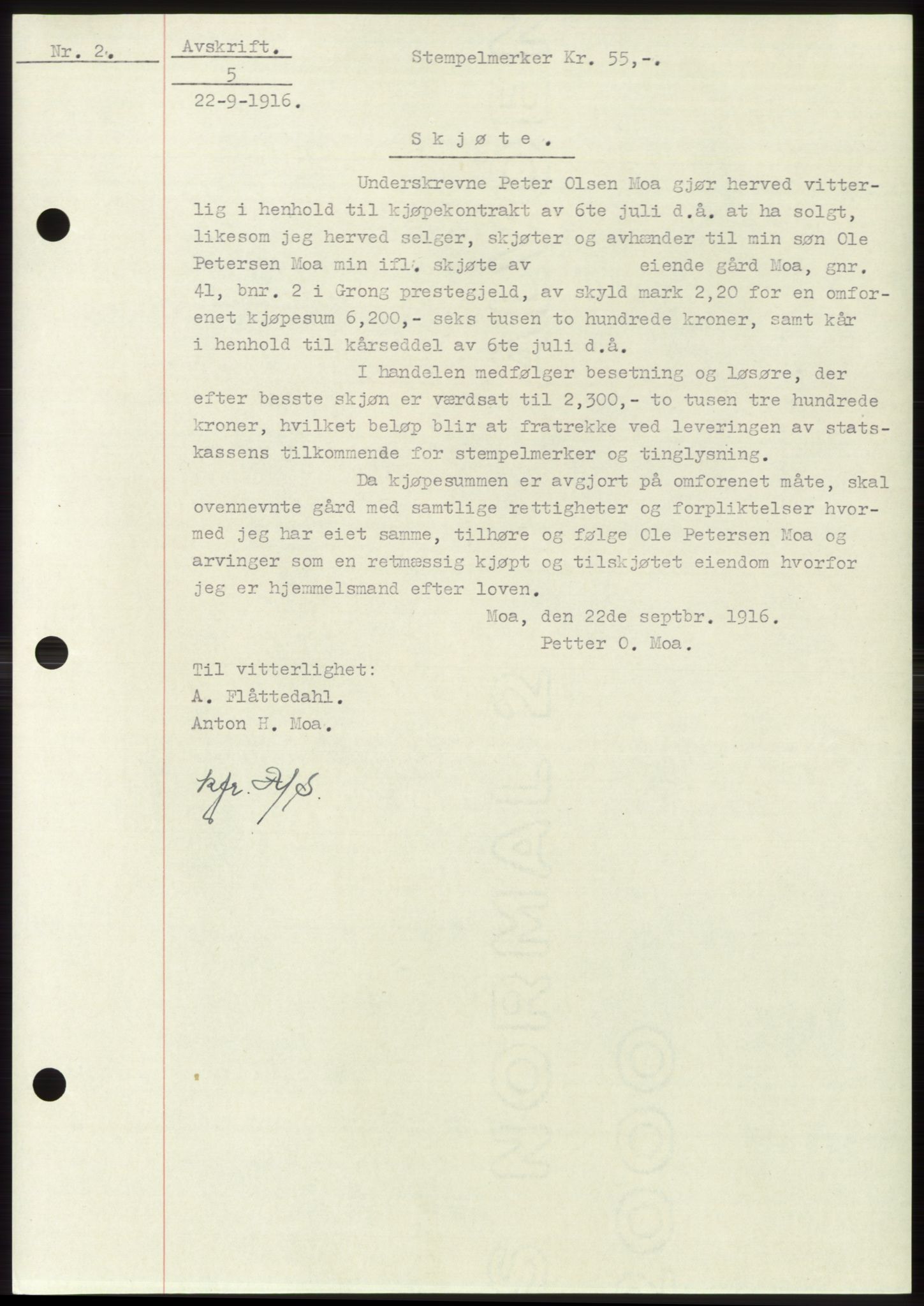 Namdal sorenskriveri, SAT/A-4133/1/2/2C: Mortgage book no. -, 1916-1921, Deed date: 22.09.1916