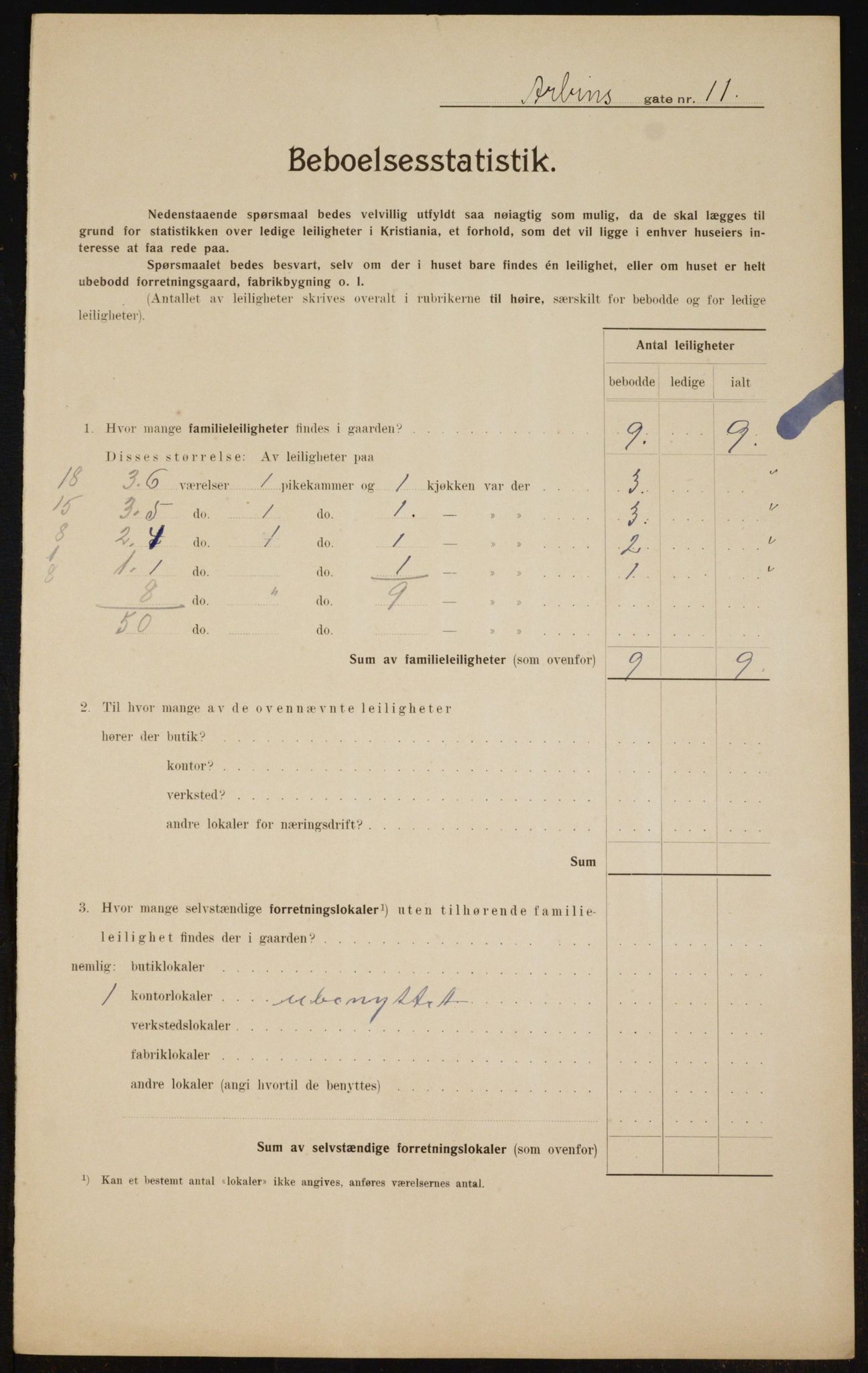 OBA, Municipal Census 1910 for Kristiania, 1910, p. 1568