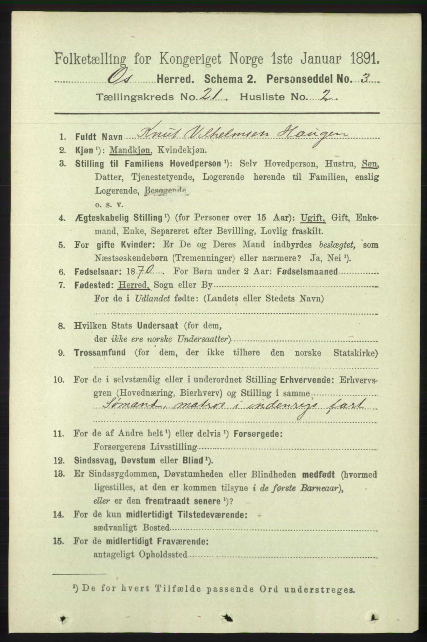 RA, 1891 census for 1243 Os, 1891, p. 4847