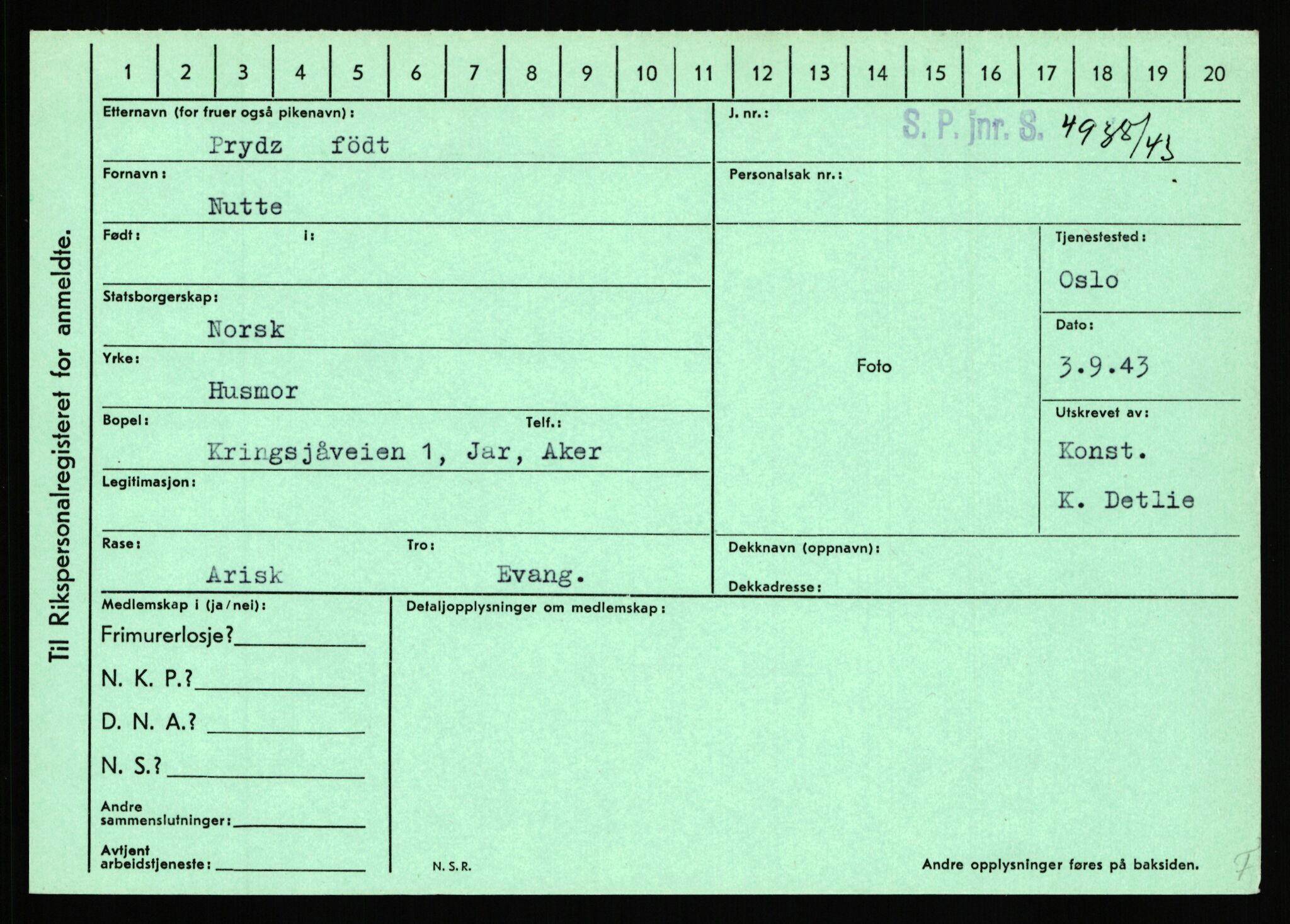 Statspolitiet - Hovedkontoret / Osloavdelingen, AV/RA-S-1329/C/Ca/L0012: Oanæs - Quistgaard	, 1943-1945, p. 4890