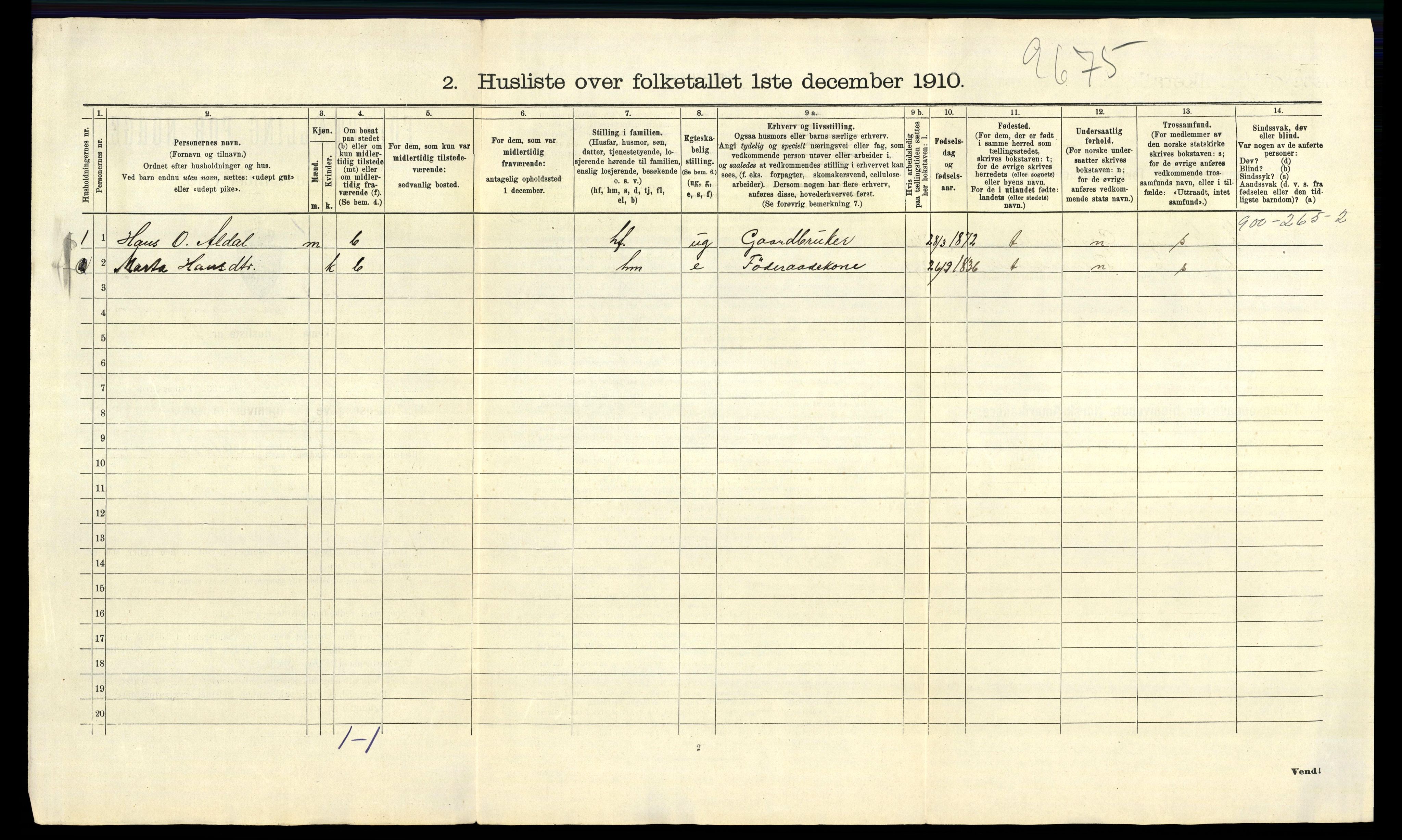 RA, 1910 census for Evanger, 1910, p. 54