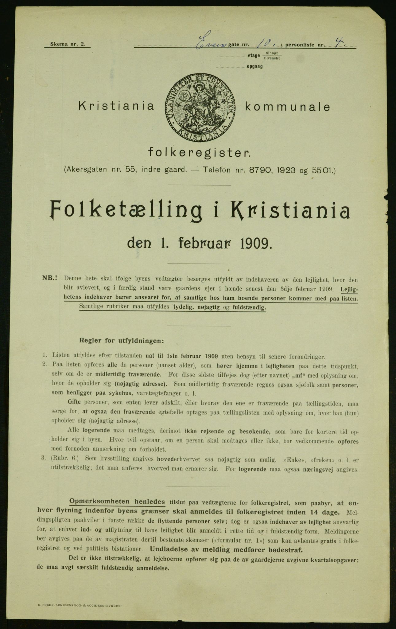 OBA, Municipal Census 1909 for Kristiania, 1909, p. 20669