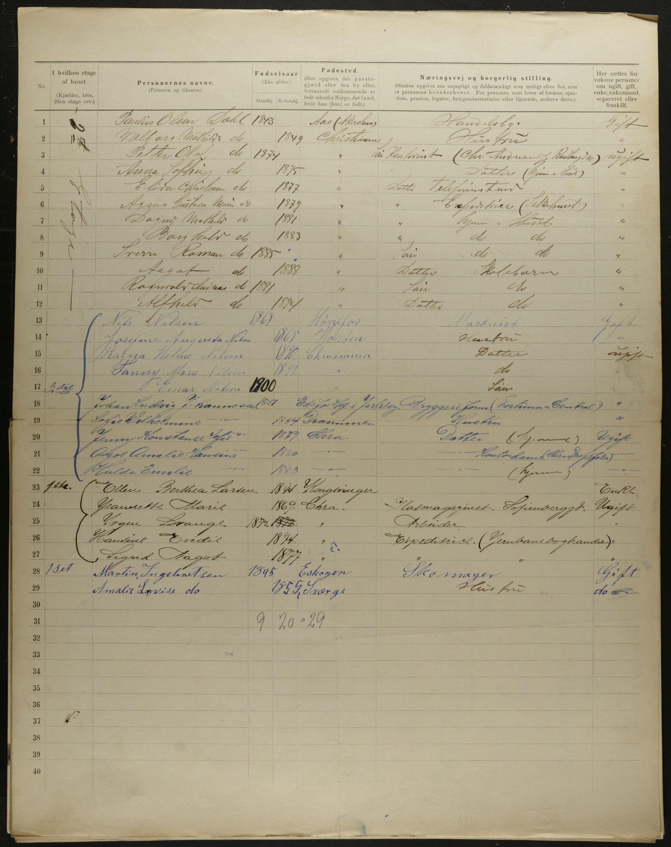 OBA, Municipal Census 1901 for Kristiania, 1901, p. 8256