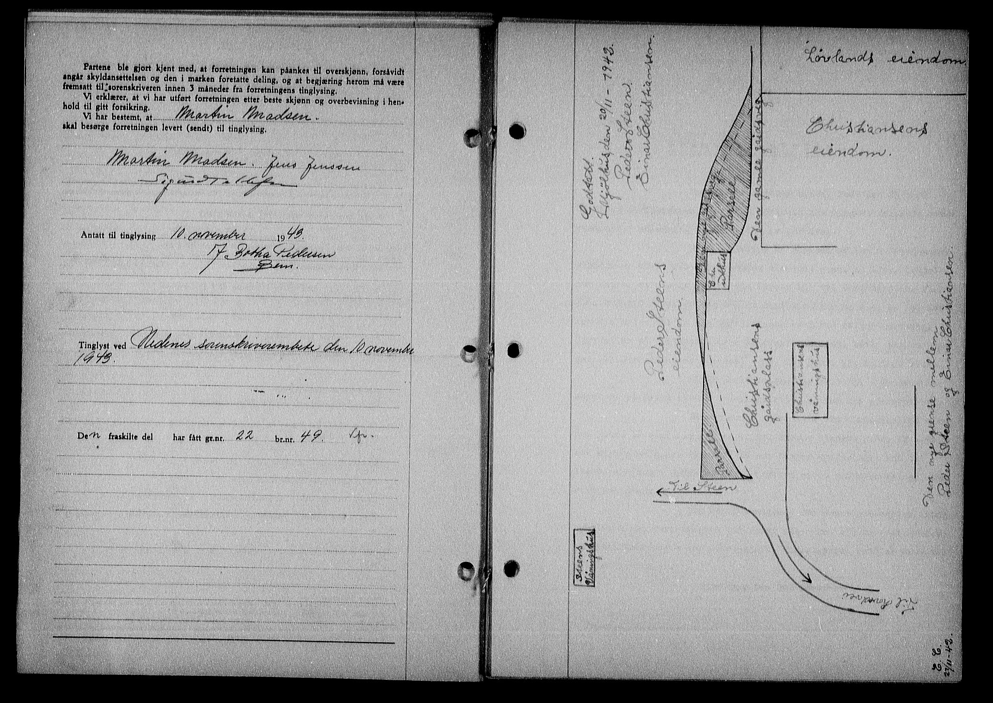 Nedenes sorenskriveri, AV/SAK-1221-0006/G/Gb/Gba/L0051: Mortgage book no. A-V, 1943-1944, Diary no: : 998/1943