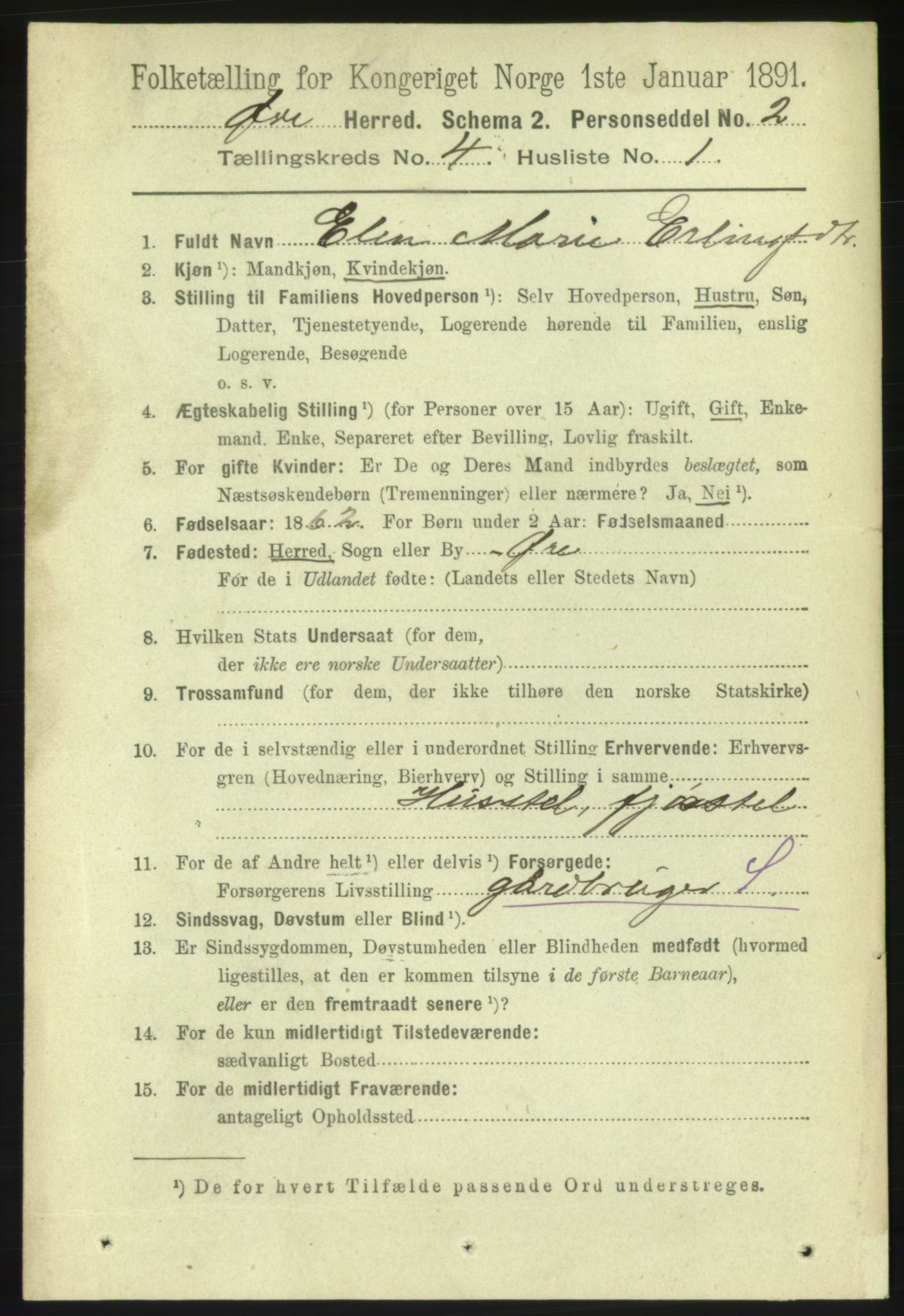 RA, 1891 census for 1558 Øre, 1891, p. 1587