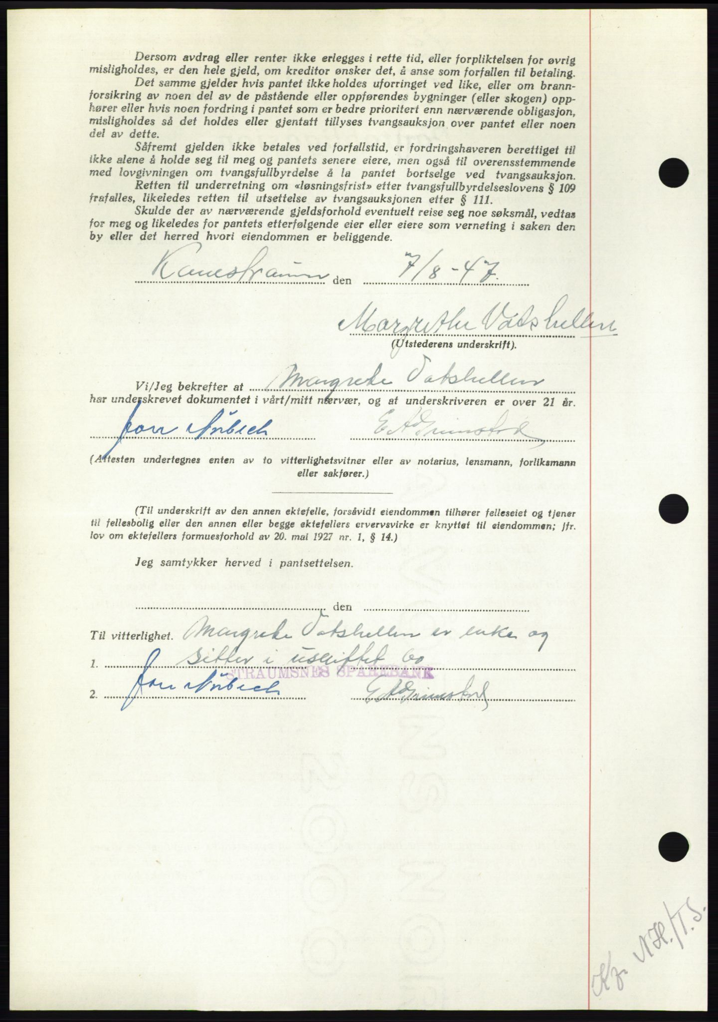 Nordmøre sorenskriveri, AV/SAT-A-4132/1/2/2Ca: Mortgage book no. B96, 1947-1947, Diary no: : 1802/1947