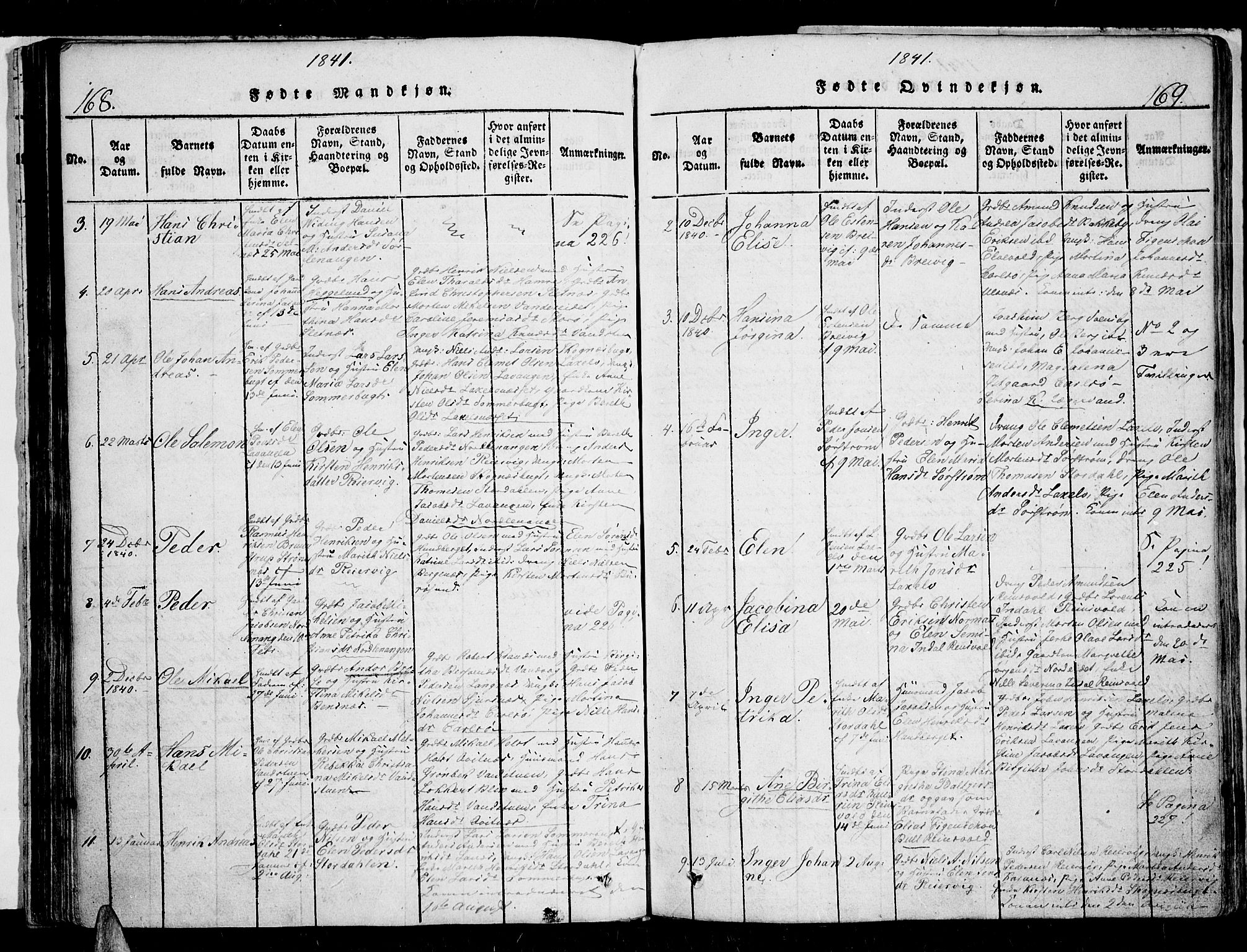 Karlsøy sokneprestembete, SATØ/S-1299/H/Ha/Haa/L0002kirke: Parish register (official) no. 2, 1823-1842, p. 168-169