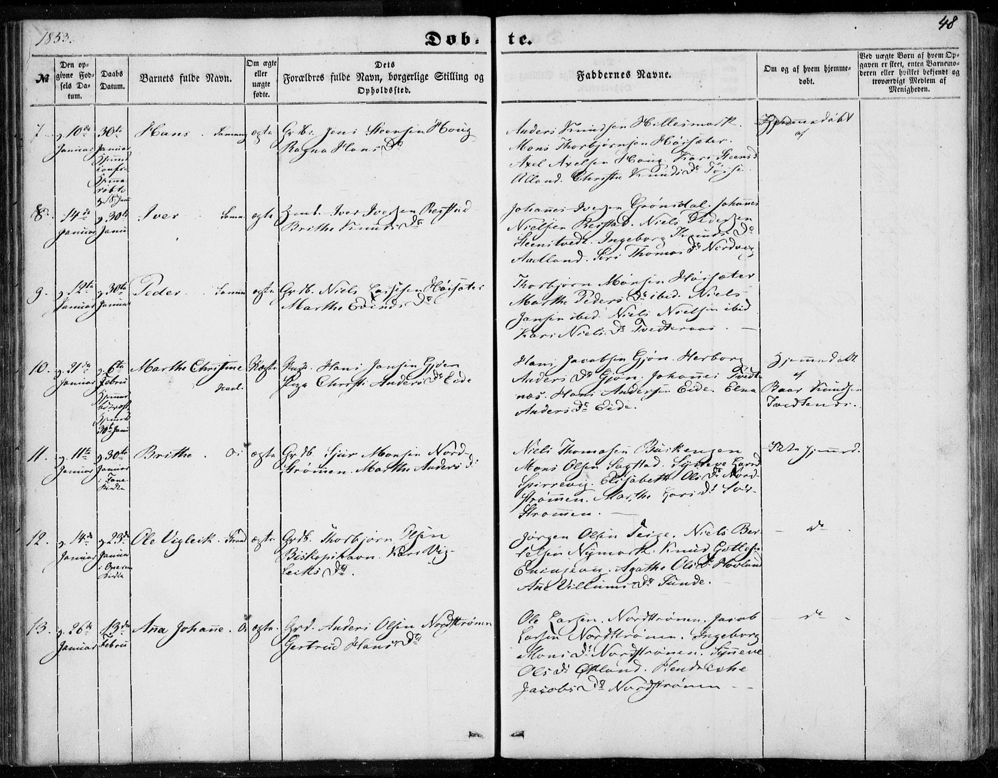 Os sokneprestembete, SAB/A-99929: Parish register (official) no. A 16, 1851-1859, p. 48