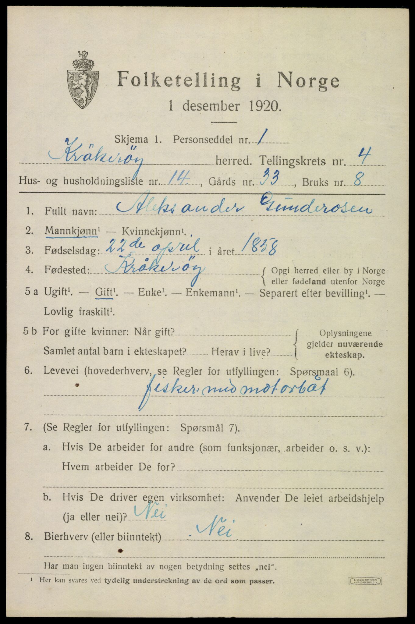 SAO, 1920 census for Kråkerøy, 1920, p. 5520