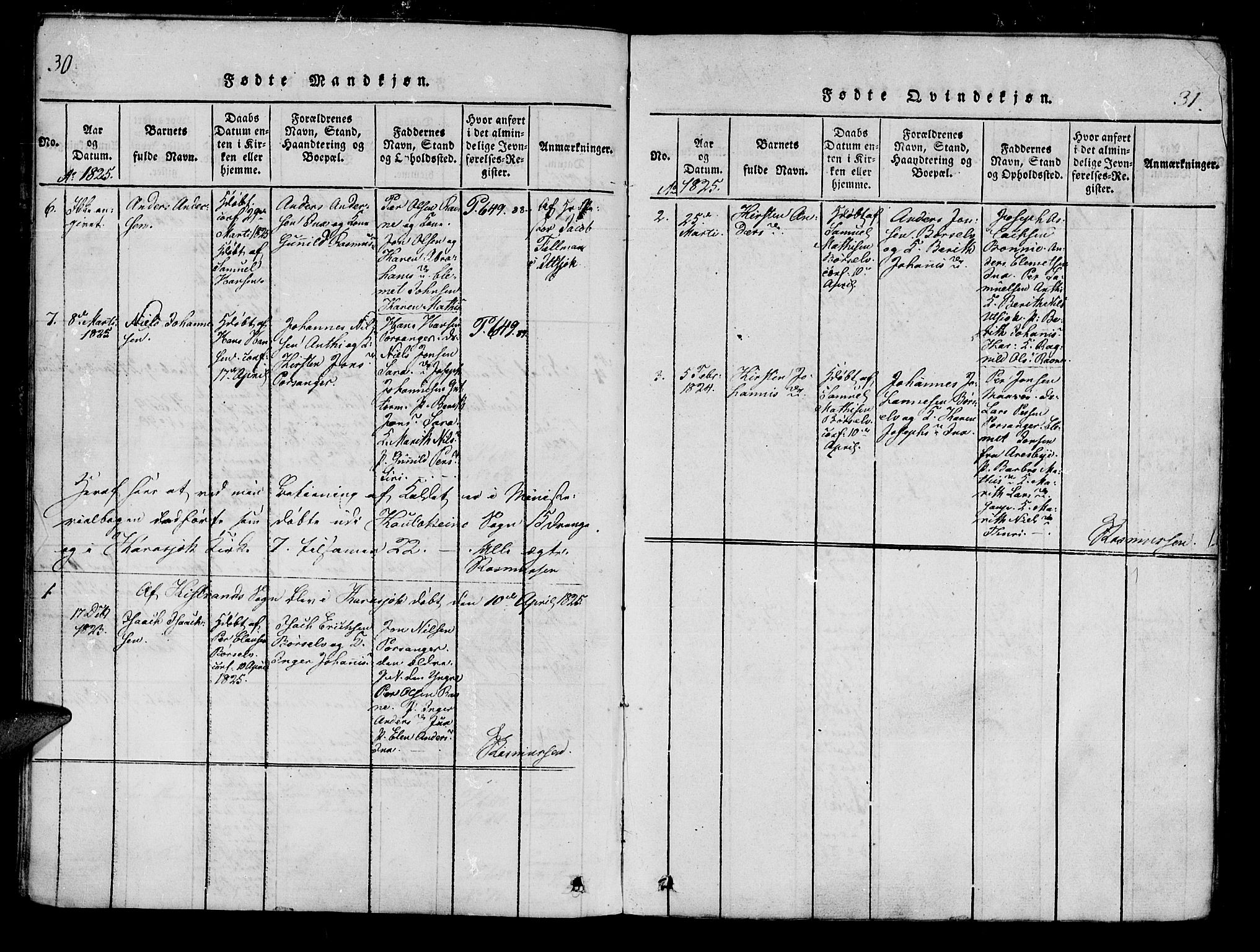 Kistrand/Porsanger sokneprestembete, SATØ/S-1351/H/Ha/L0010.kirke: Parish register (official) no. 10, 1821-1842, p. 30-31