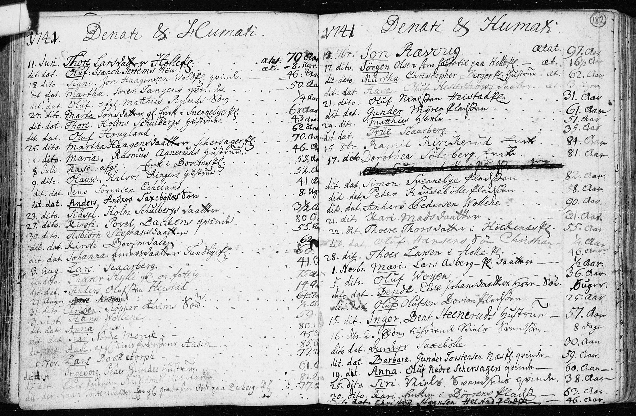 Spydeberg prestekontor Kirkebøker, AV/SAO-A-10924/F/Fa/L0002: Parish register (official) no. I 2, 1739-1780, p. 182