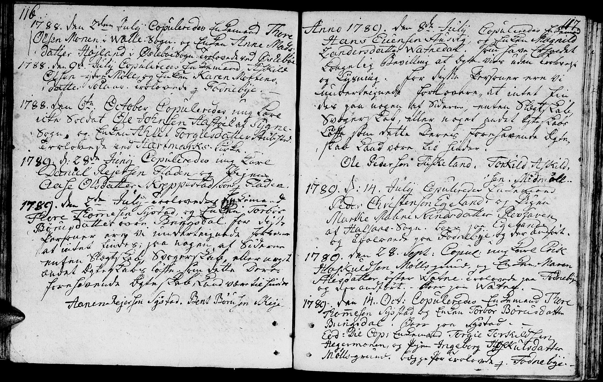 Holum sokneprestkontor, SAK/1111-0022/F/Fa/Faa/L0001: Parish register (official) no. A 1, 1750-1802, p. 116-117