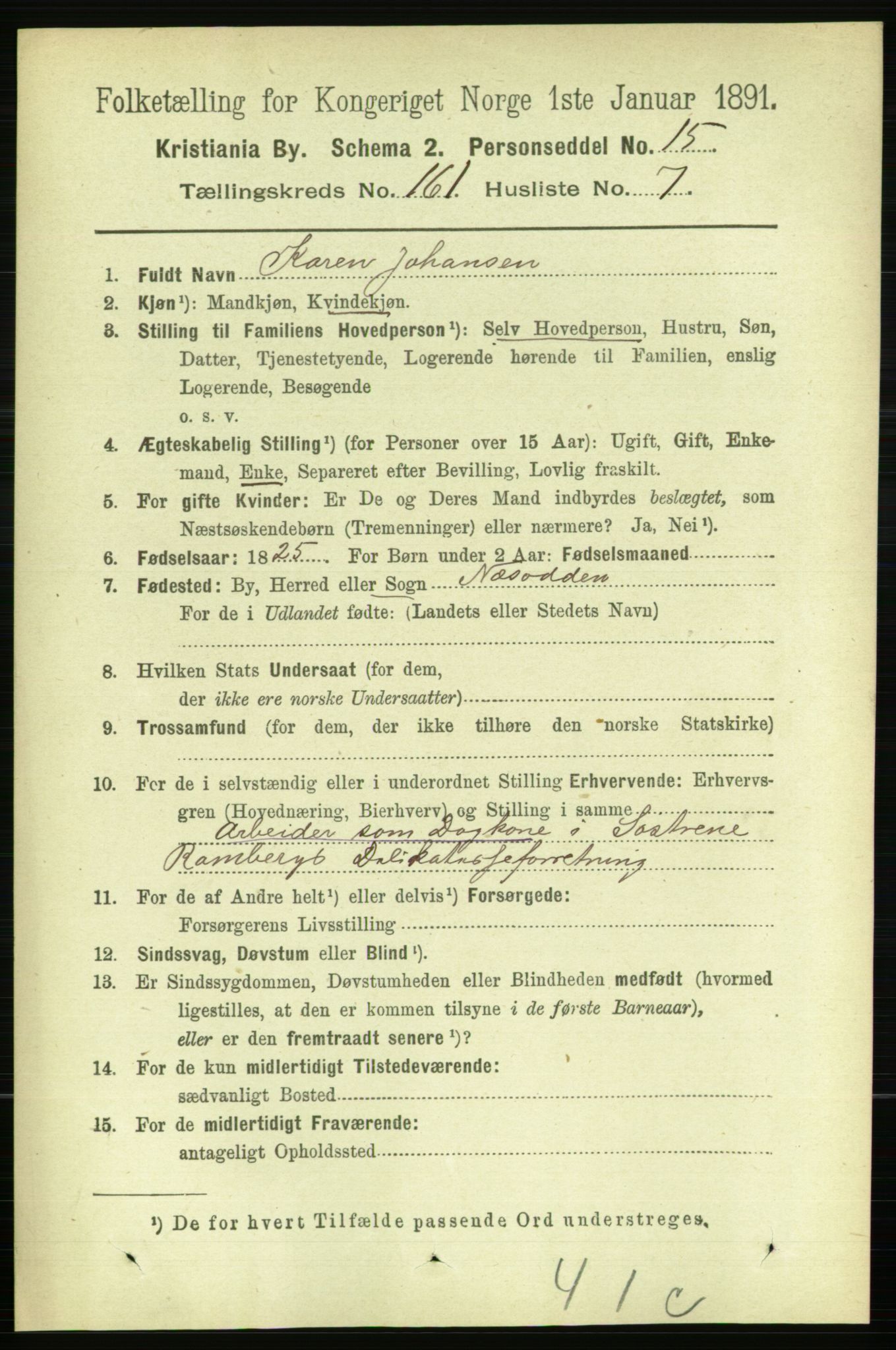 RA, 1891 census for 0301 Kristiania, 1891, p. 91735