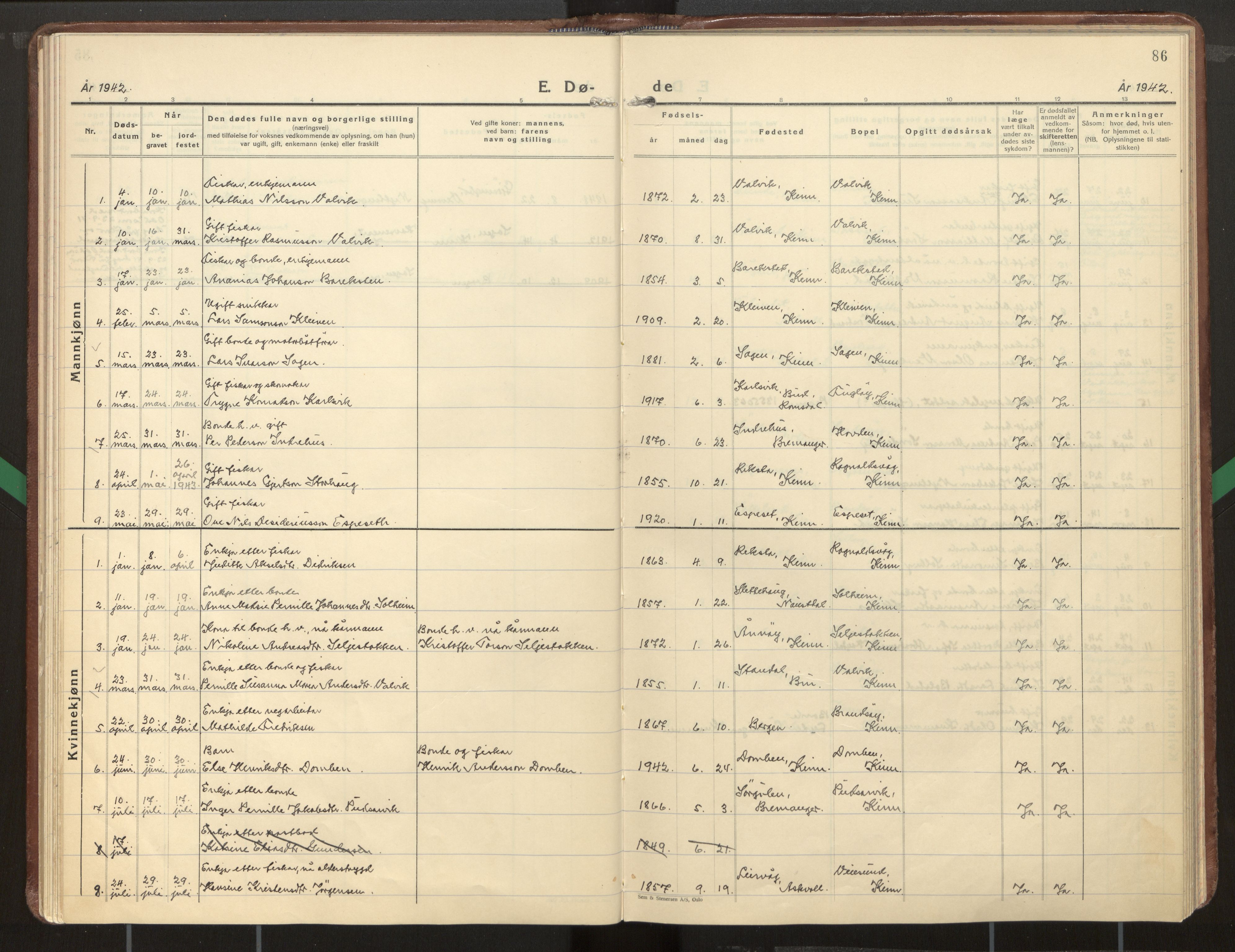 Kinn sokneprestembete, AV/SAB-A-80801/H/Haa/Haab/L0012: Parish register (official) no. B 12, 1937-1968, p. 86