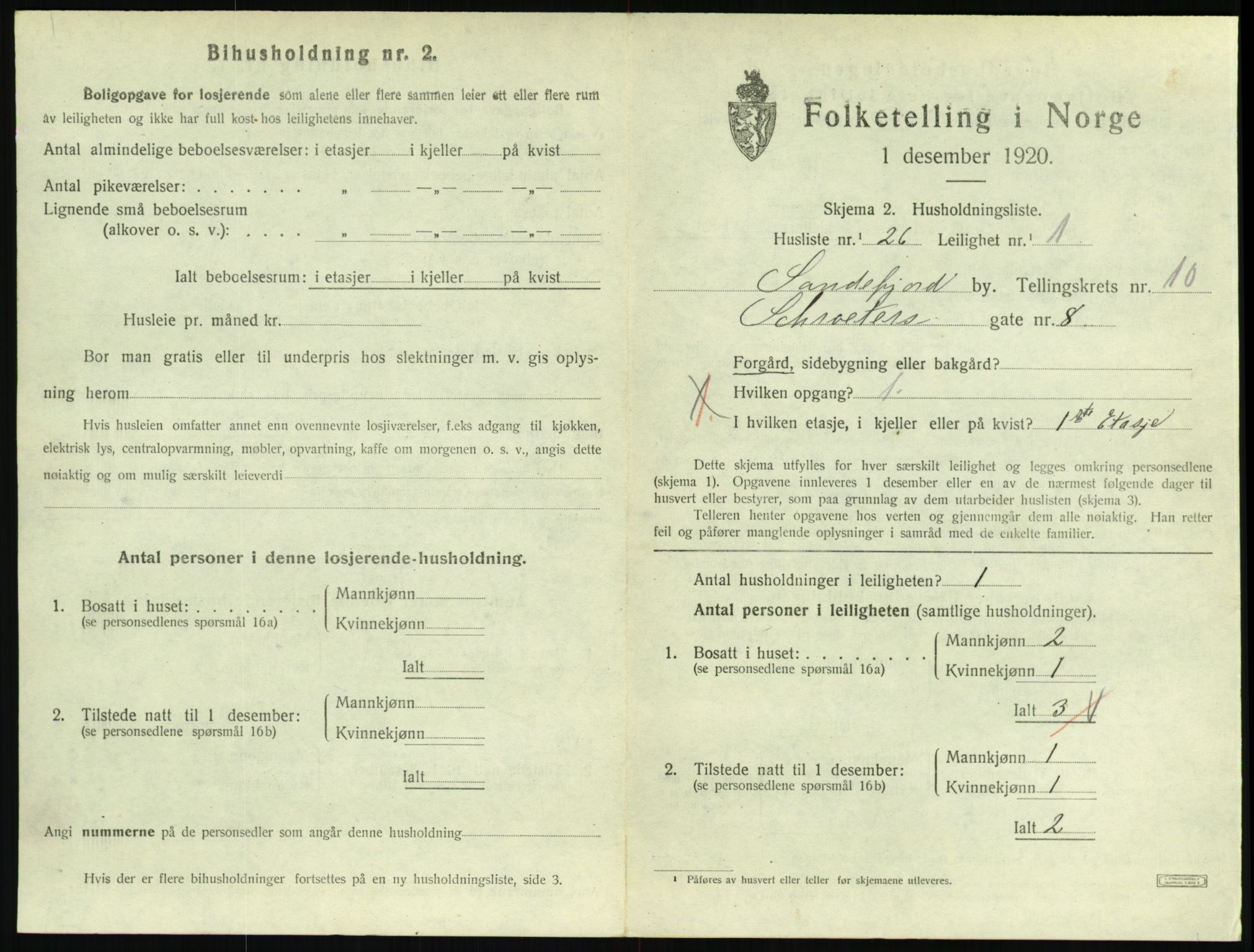 SAKO, 1920 census for Sandefjord, 1920, p. 3916