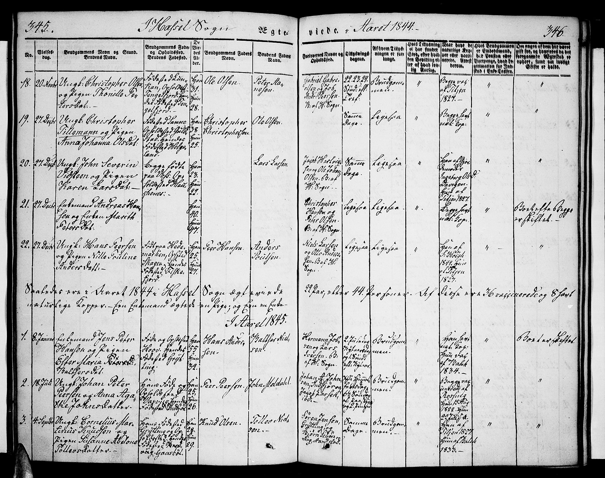 Ministerialprotokoller, klokkerbøker og fødselsregistre - Nordland, AV/SAT-A-1459/888/L1239: Parish register (official) no. 888A06 /1, 1837-1849, p. 345-346