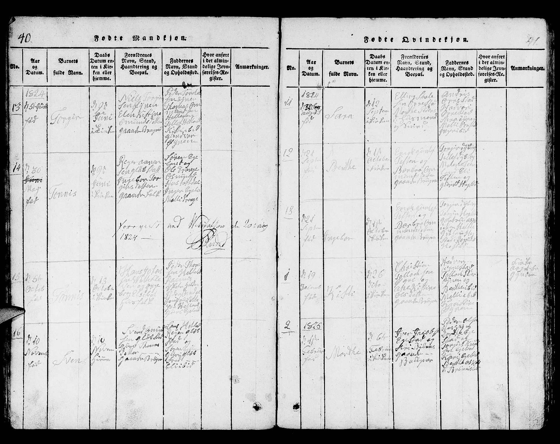 Helleland sokneprestkontor, SAST/A-101810: Parish register (copy) no. B 1, 1815-1841, p. 40-41