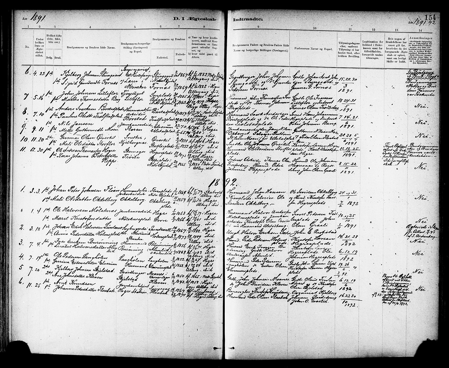 Ministerialprotokoller, klokkerbøker og fødselsregistre - Nord-Trøndelag, SAT/A-1458/703/L0030: Parish register (official) no. 703A03, 1880-1892, p. 154
