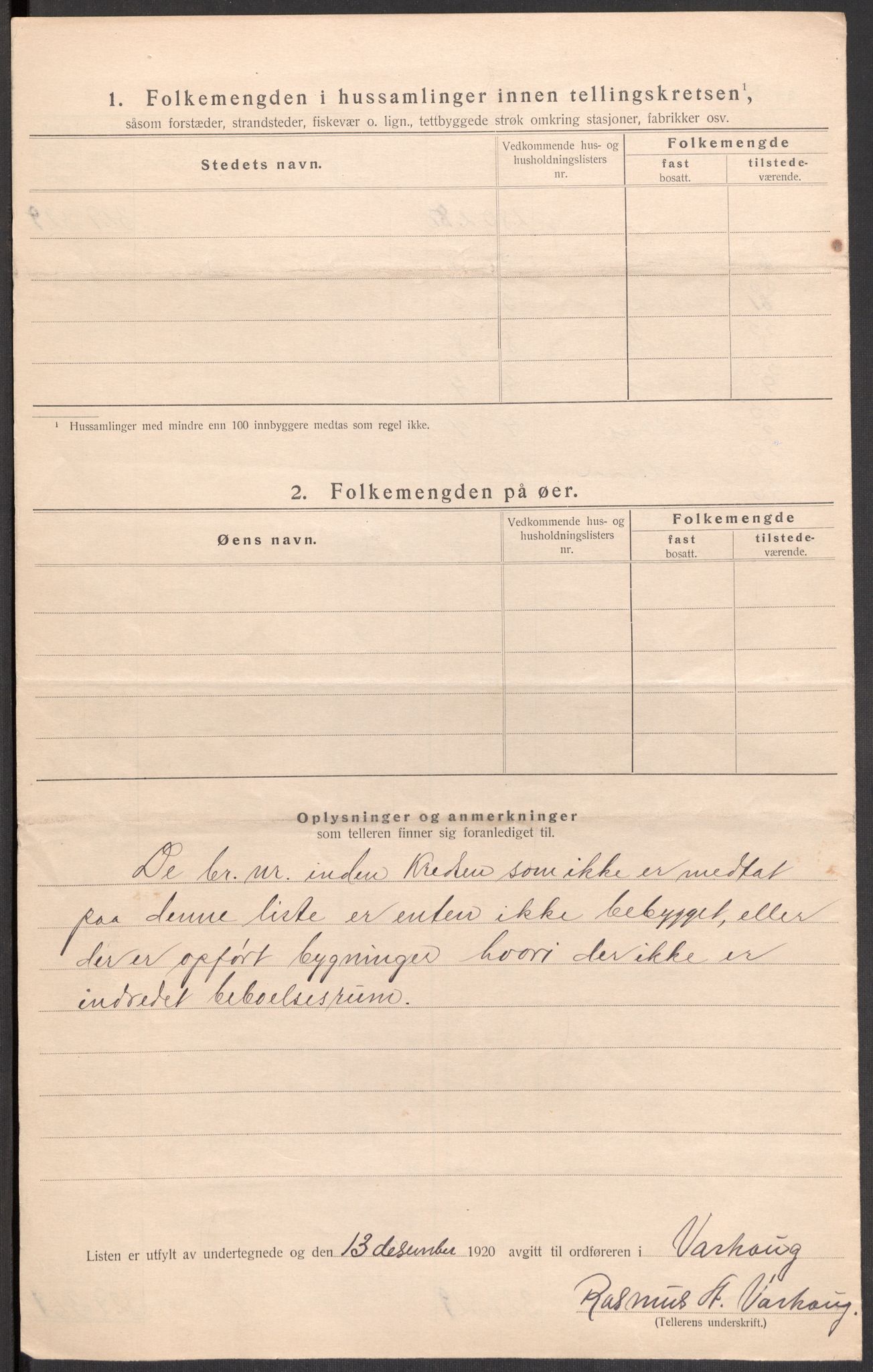 SAST, 1920 census for Varhaug, 1920, p. 15