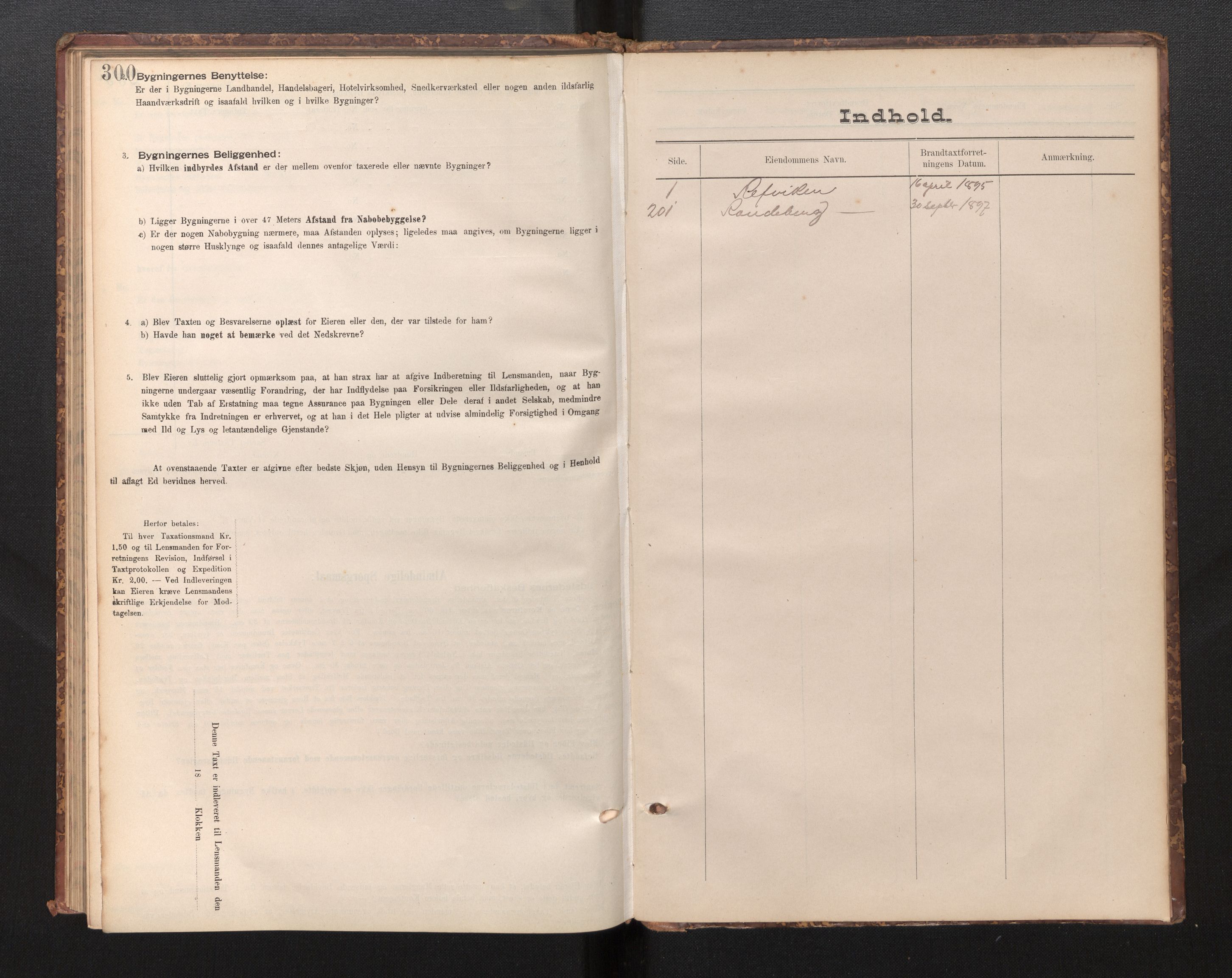 Lensmannen i Selje, SAB/A-29701/0012/L0003: Branntakstprotokoll, skjematakst, 1895-1929, p. 300