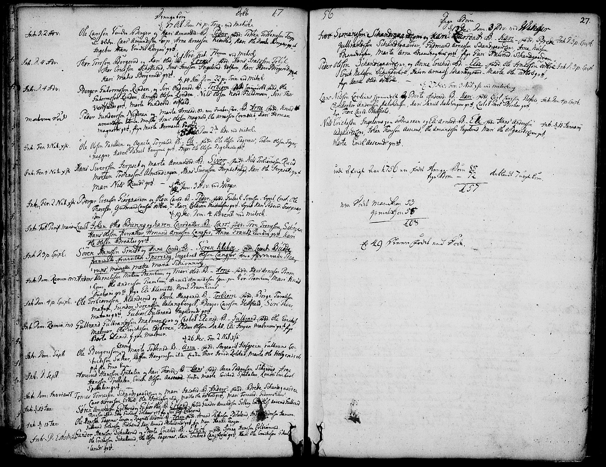 Vinger prestekontor, AV/SAH-PREST-024/H/Ha/Haa/L0003: Parish register (official) no. 3, 1751-1772, p. 27