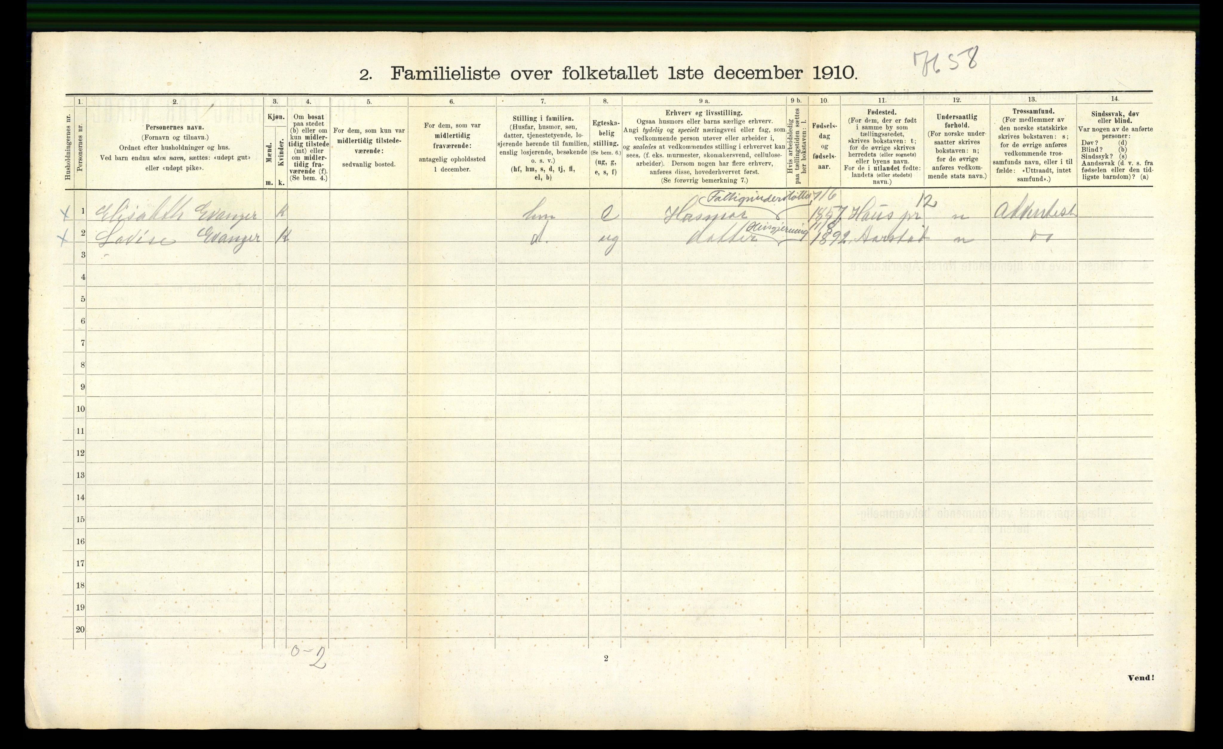 RA, 1910 census for Bergen, 1910, p. 41196