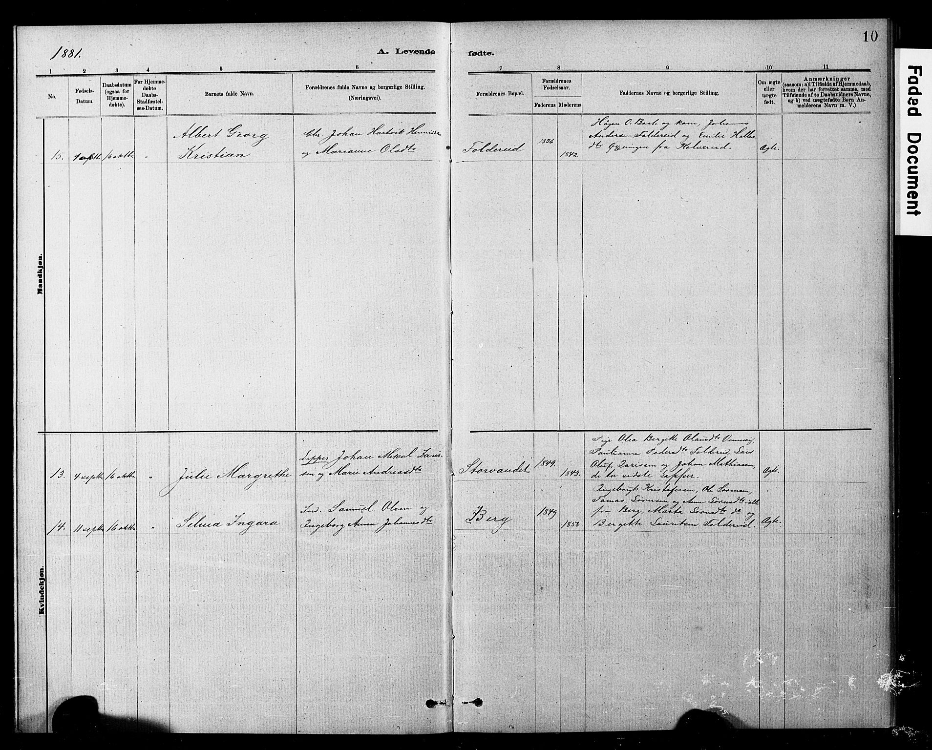 Ministerialprotokoller, klokkerbøker og fødselsregistre - Nord-Trøndelag, AV/SAT-A-1458/783/L0661: Parish register (copy) no. 783C01, 1878-1893, p. 10