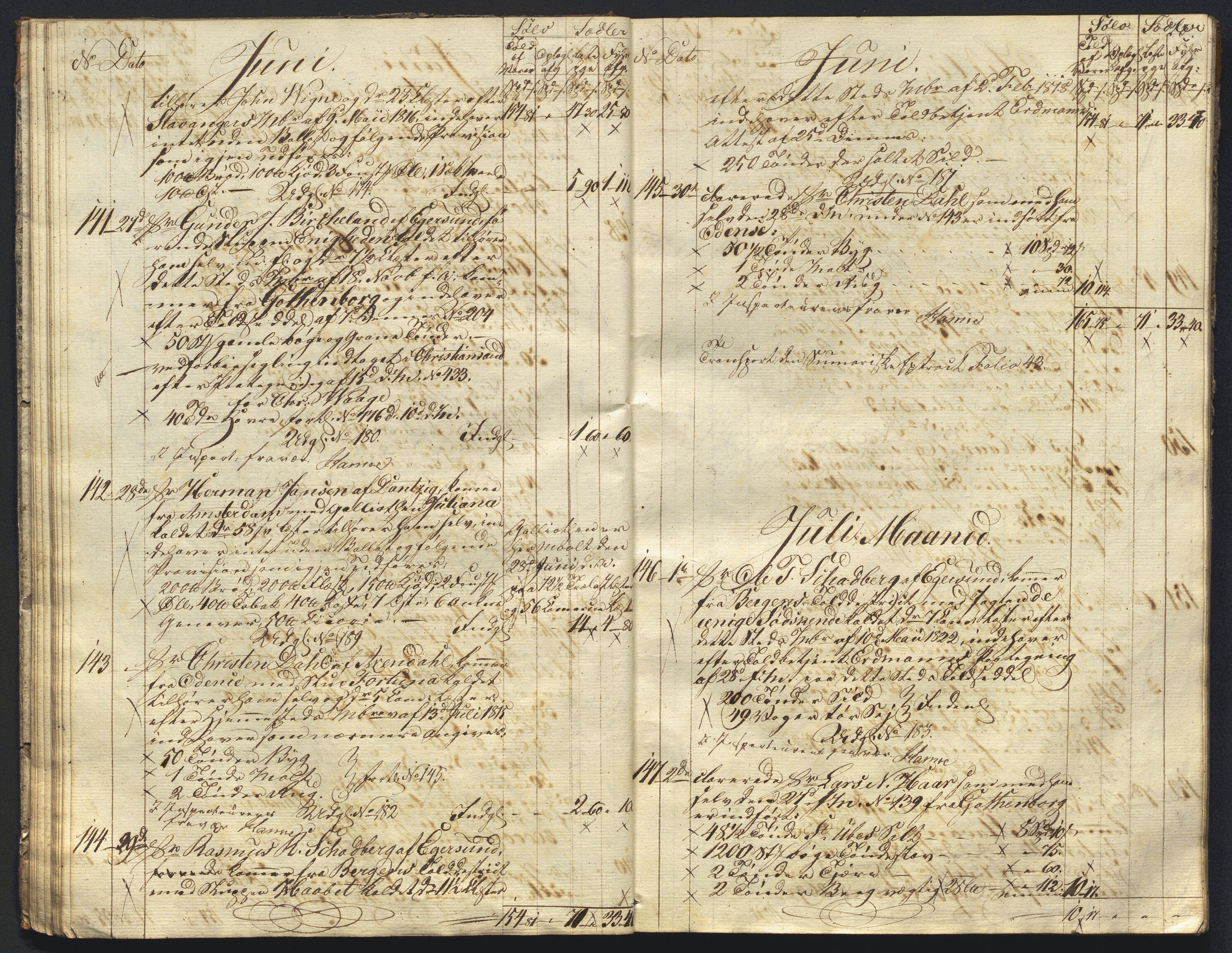 Revisjonsdepartementet, 2. revisjonskontor, AV/RA-S-1115/E/E015/L0059: Egersund: Tollbok, 1825, p. 22b-23a