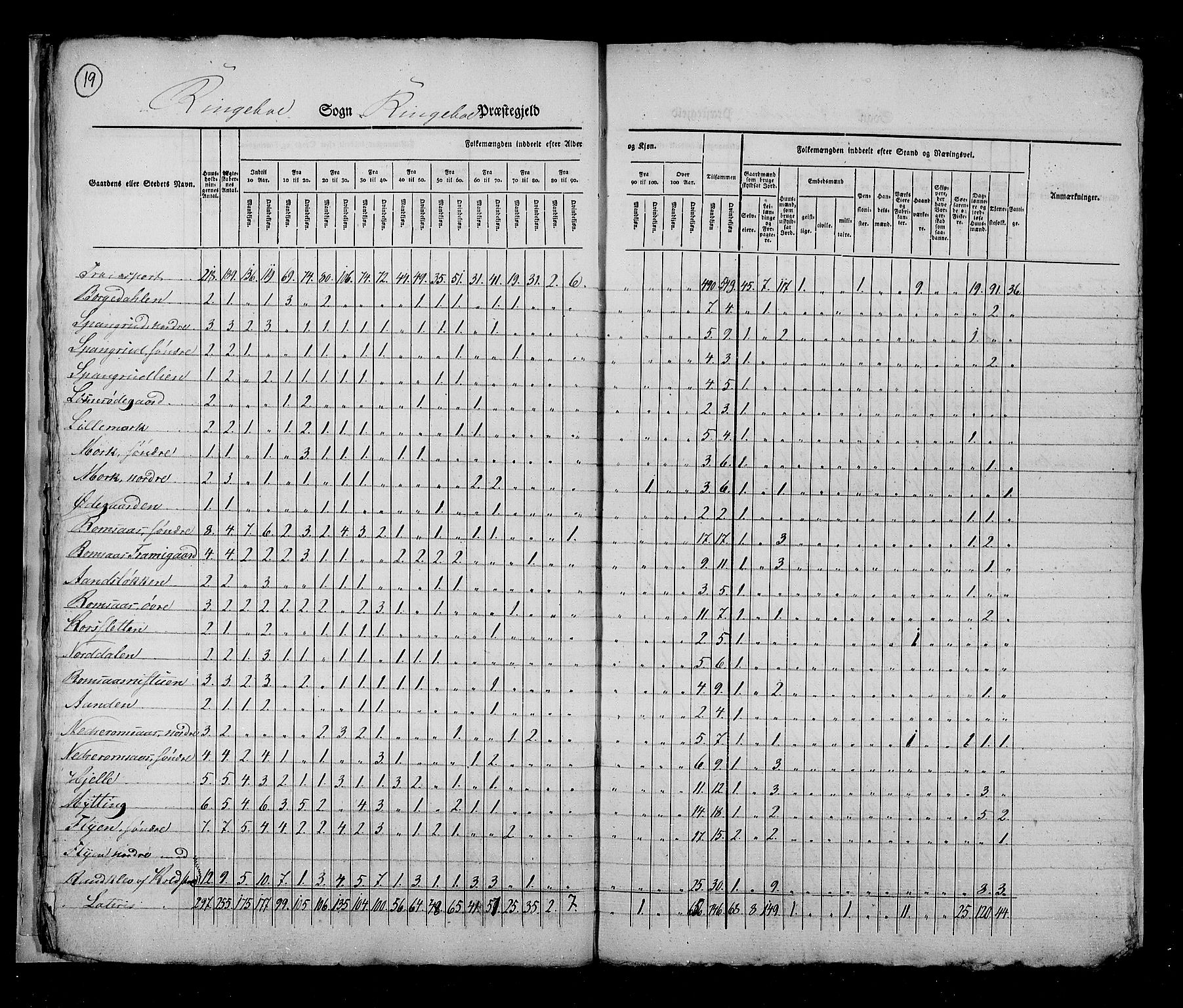 RA, Census 1825, vol. 6: Kristians amt, 1825, p. 19