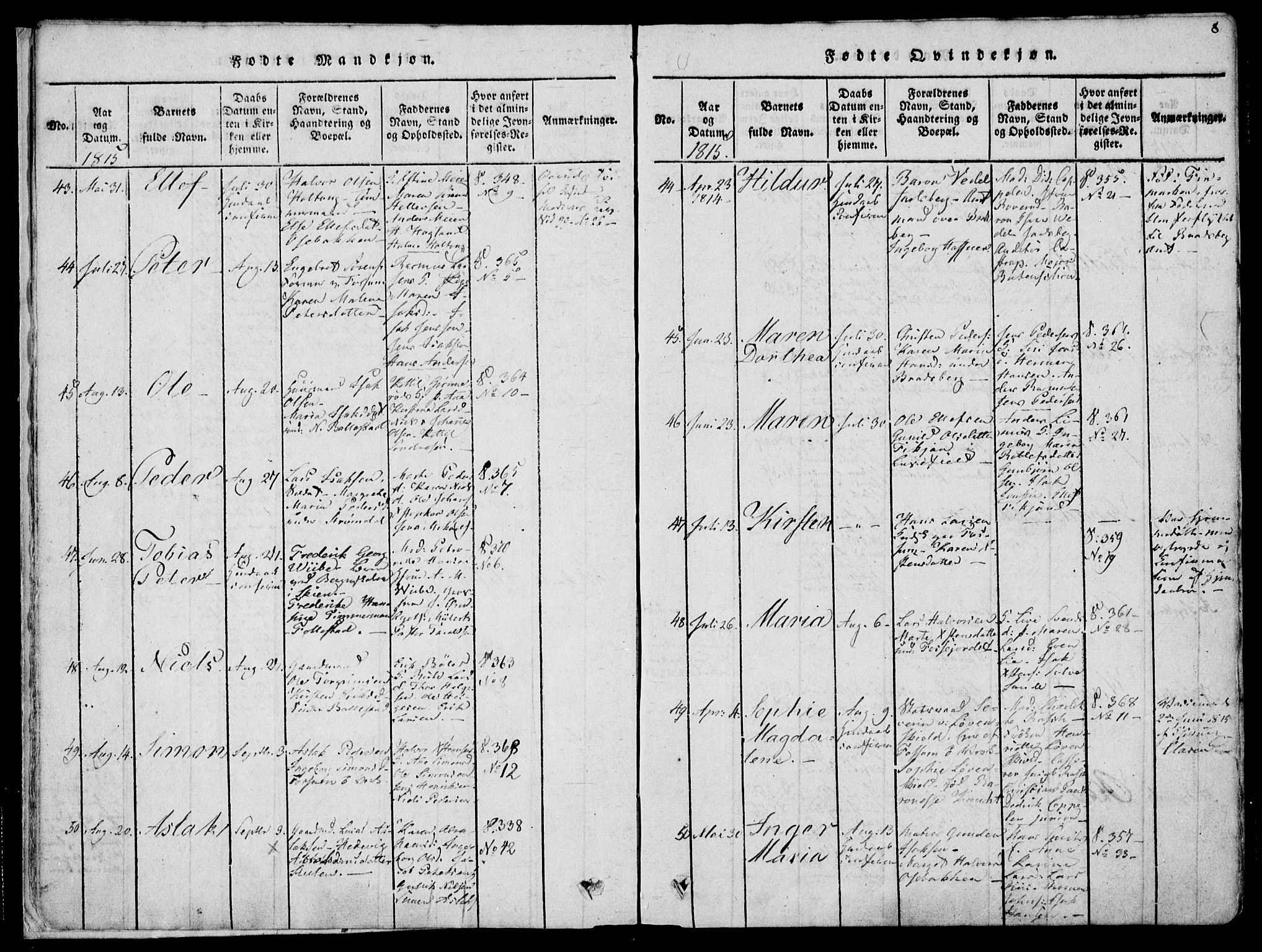Gjerpen kirkebøker, SAKO/A-265/F/Fa/L0004: Parish register (official) no. I 4, 1814-1823, p. 8