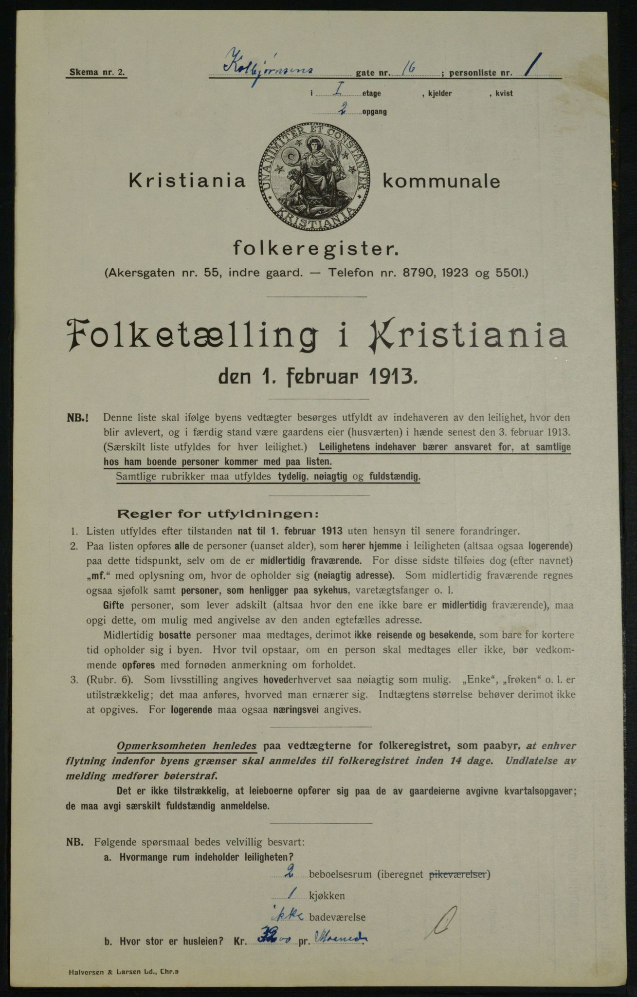 OBA, Municipal Census 1913 for Kristiania, 1913, p. 13088