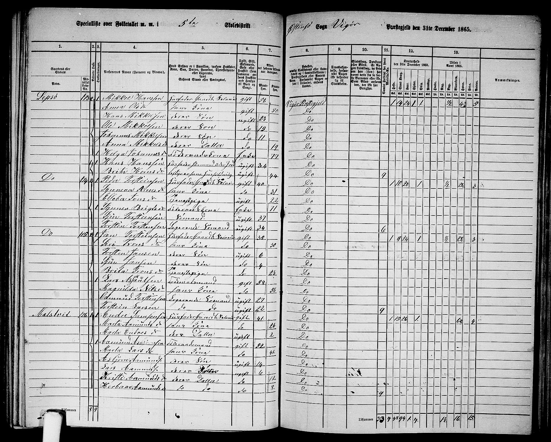 RA, 1865 census for Vikør, 1865, p. 78