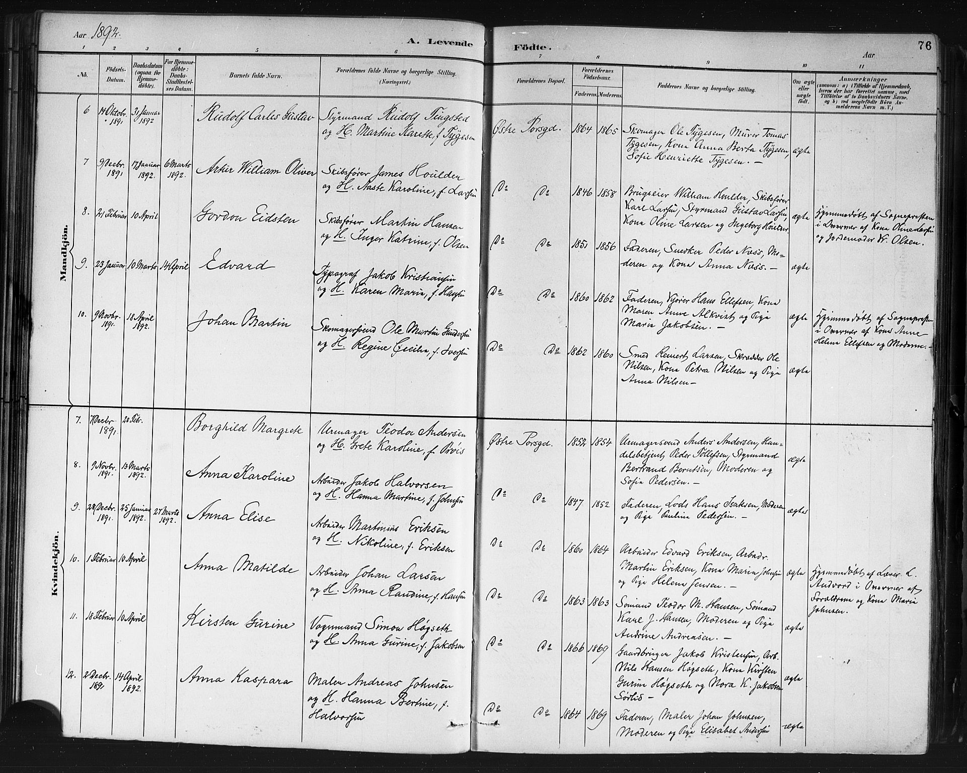 Porsgrunn kirkebøker , SAKO/A-104/G/Gb/L0005: Parish register (copy) no. II 5, 1883-1915, p. 76