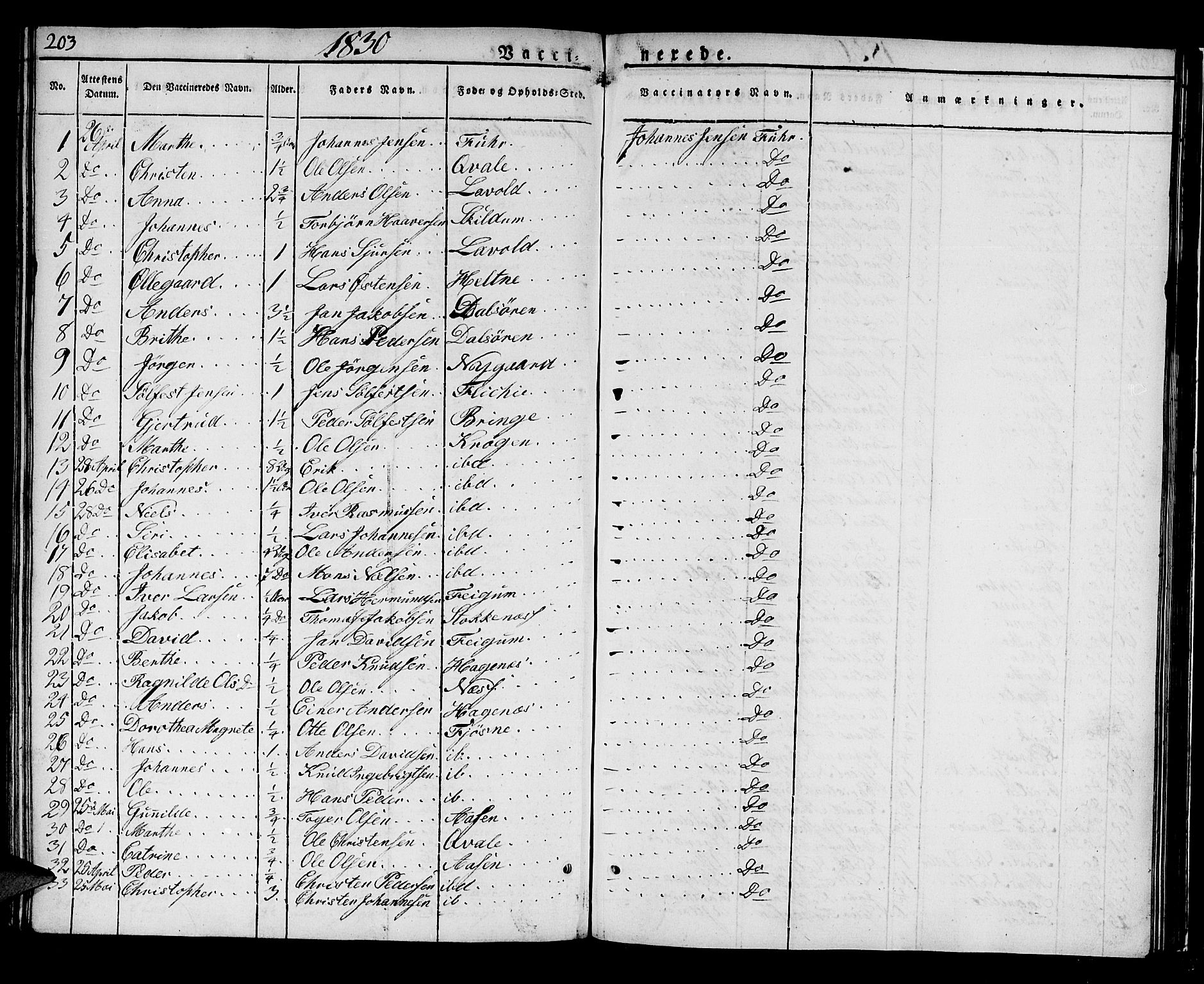 Luster sokneprestembete, AV/SAB-A-81101/H/Haa/Haaa/L0004: Parish register (official) no. A 4, 1821-1832, p. 203