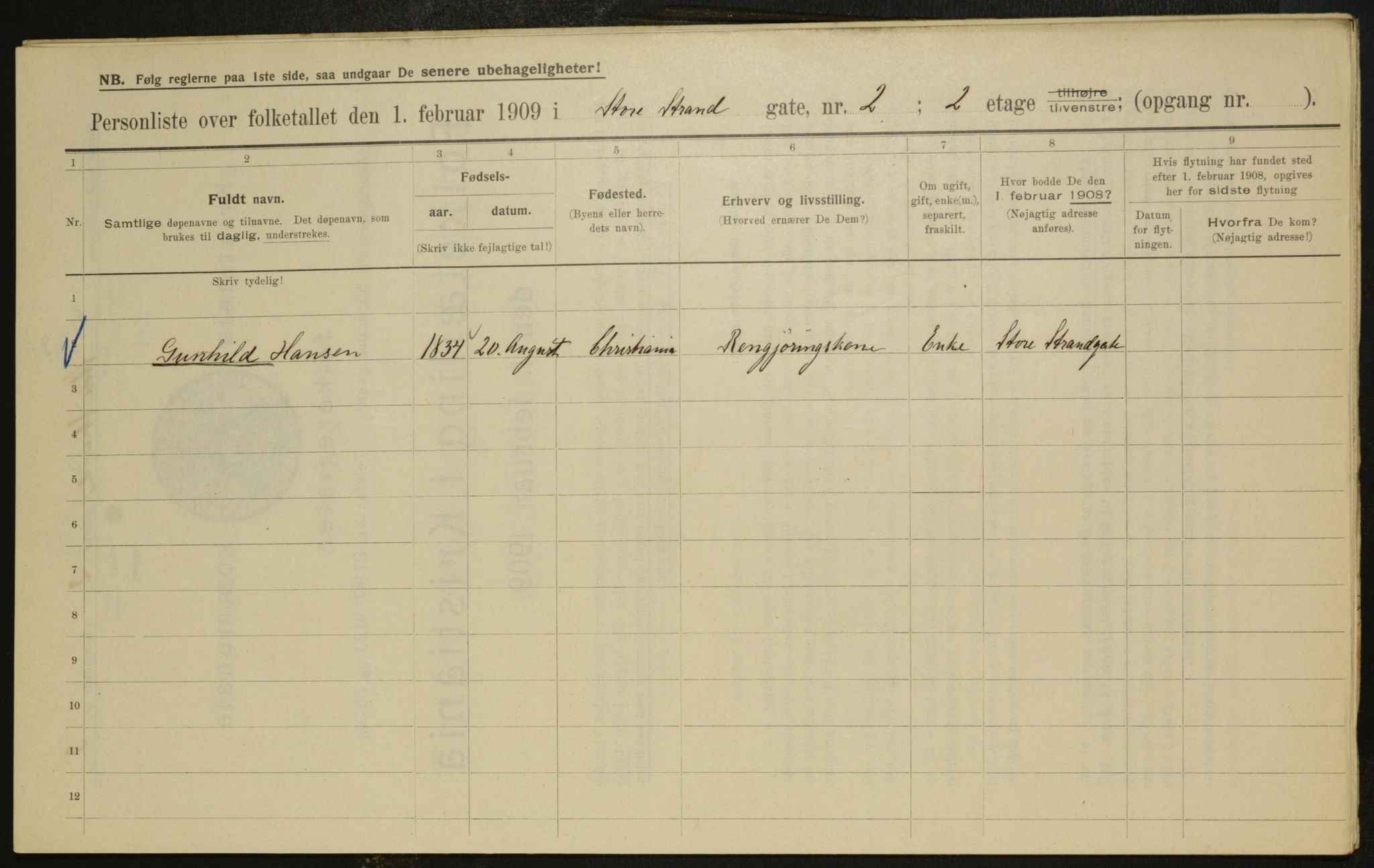 OBA, Municipal Census 1909 for Kristiania, 1909, p. 24163