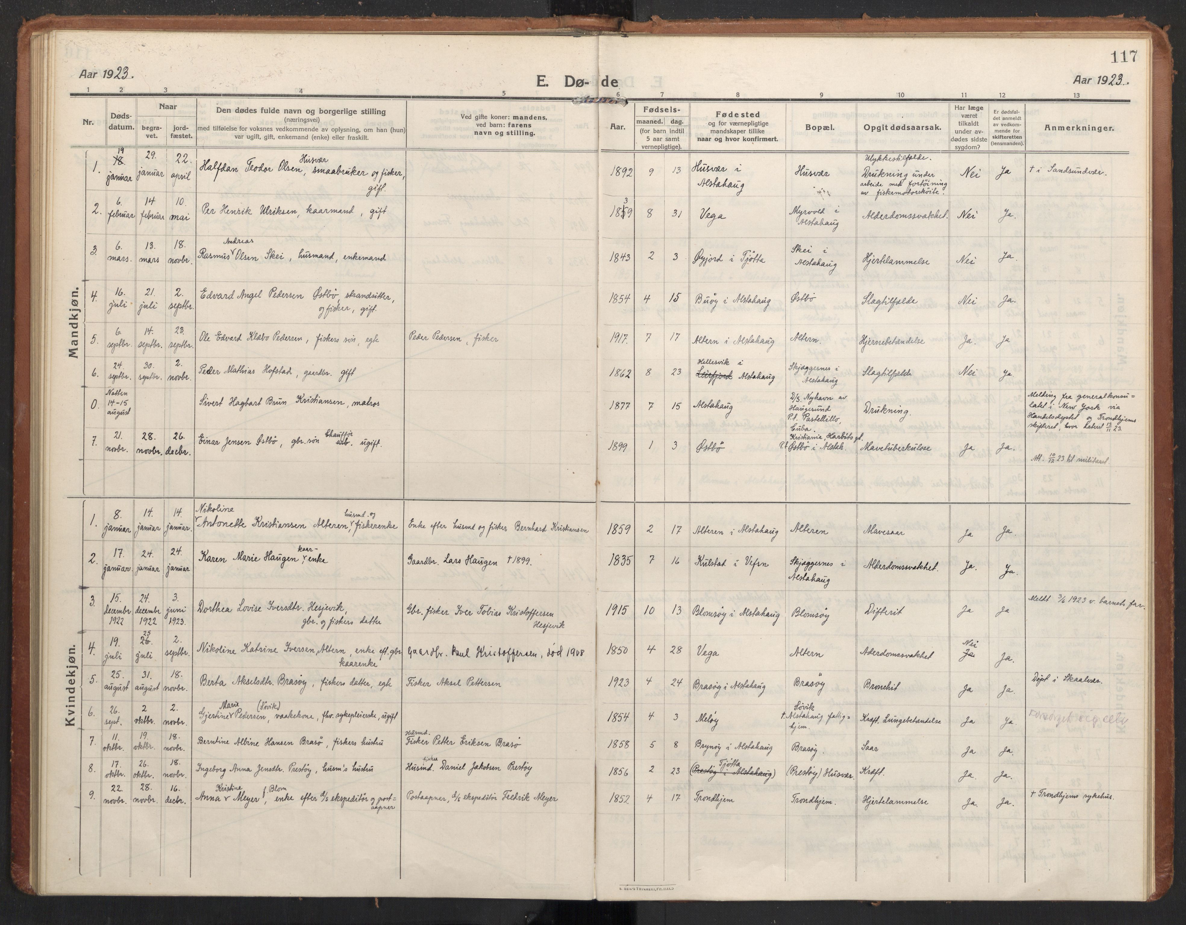 Ministerialprotokoller, klokkerbøker og fødselsregistre - Nordland, AV/SAT-A-1459/830/L0456: Parish register (official) no. 830A20, 1914-1937, p. 117